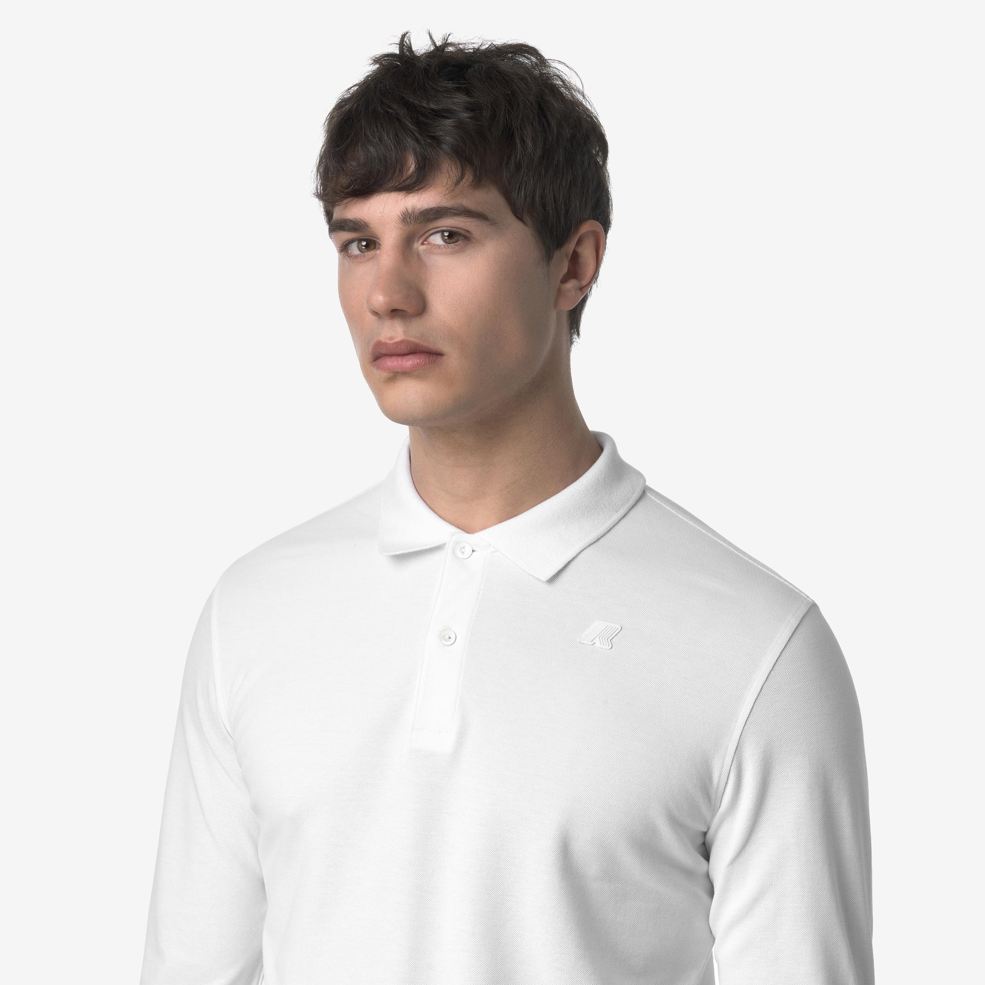 Polo da uomo bianco slim fit maniche lunghe K1125GW 001 K-WAY 