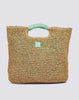 Maxi borsa in paper straw intrecciata verde