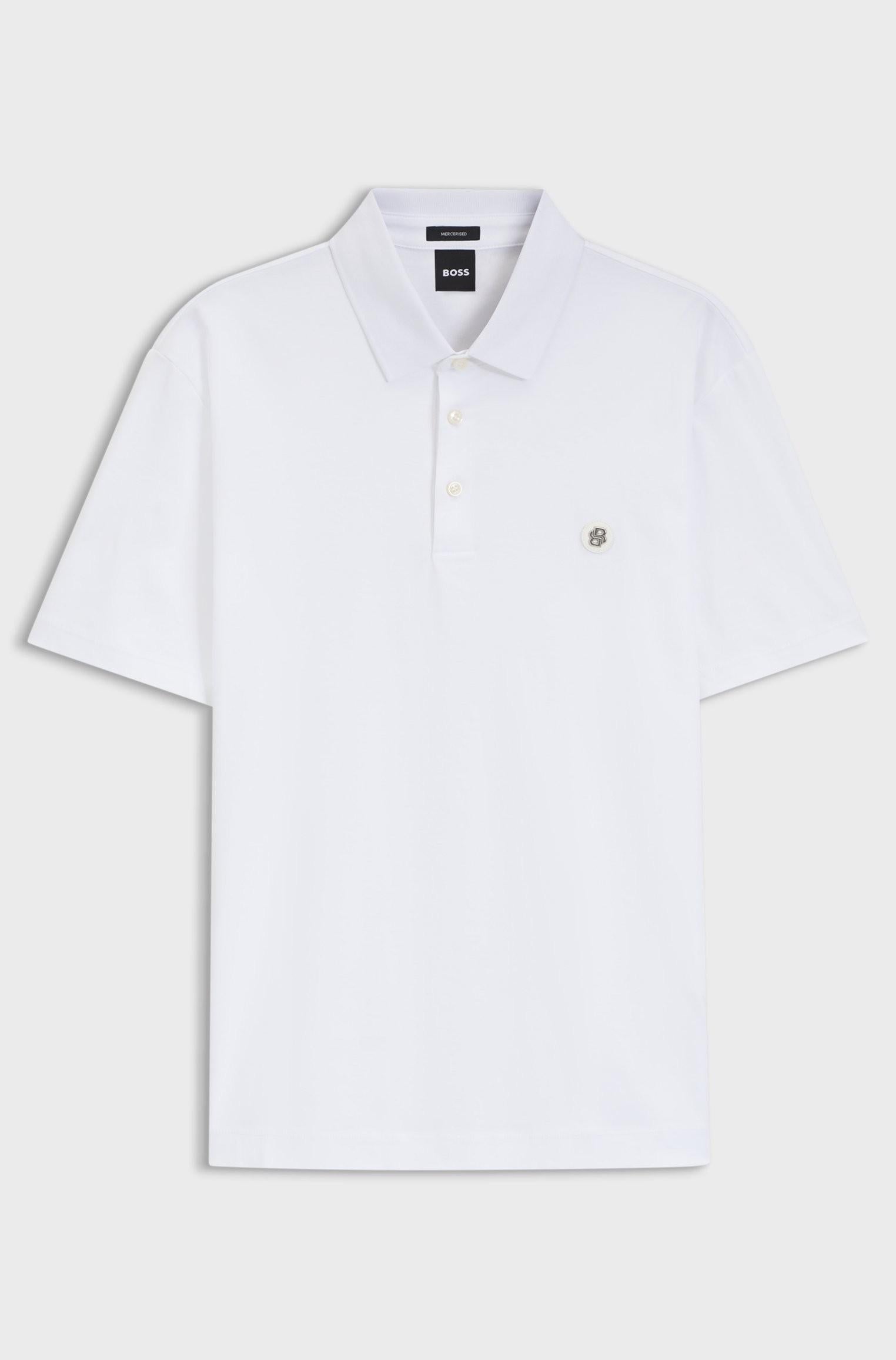 Polo in cotone mercerizzato con doppio monogramma 50520297 100 BOSS 
