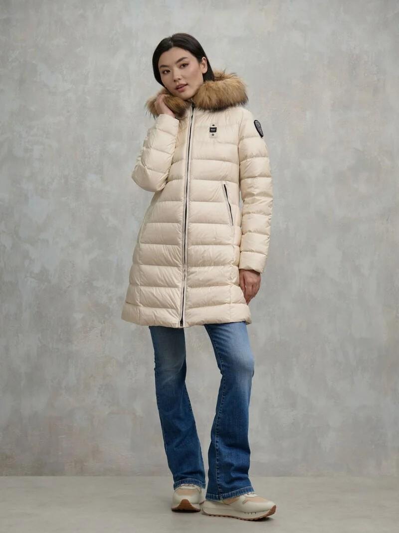 Piumino lungo con pelliccia kristin 25WBLDK03103 907GG BLAUER 