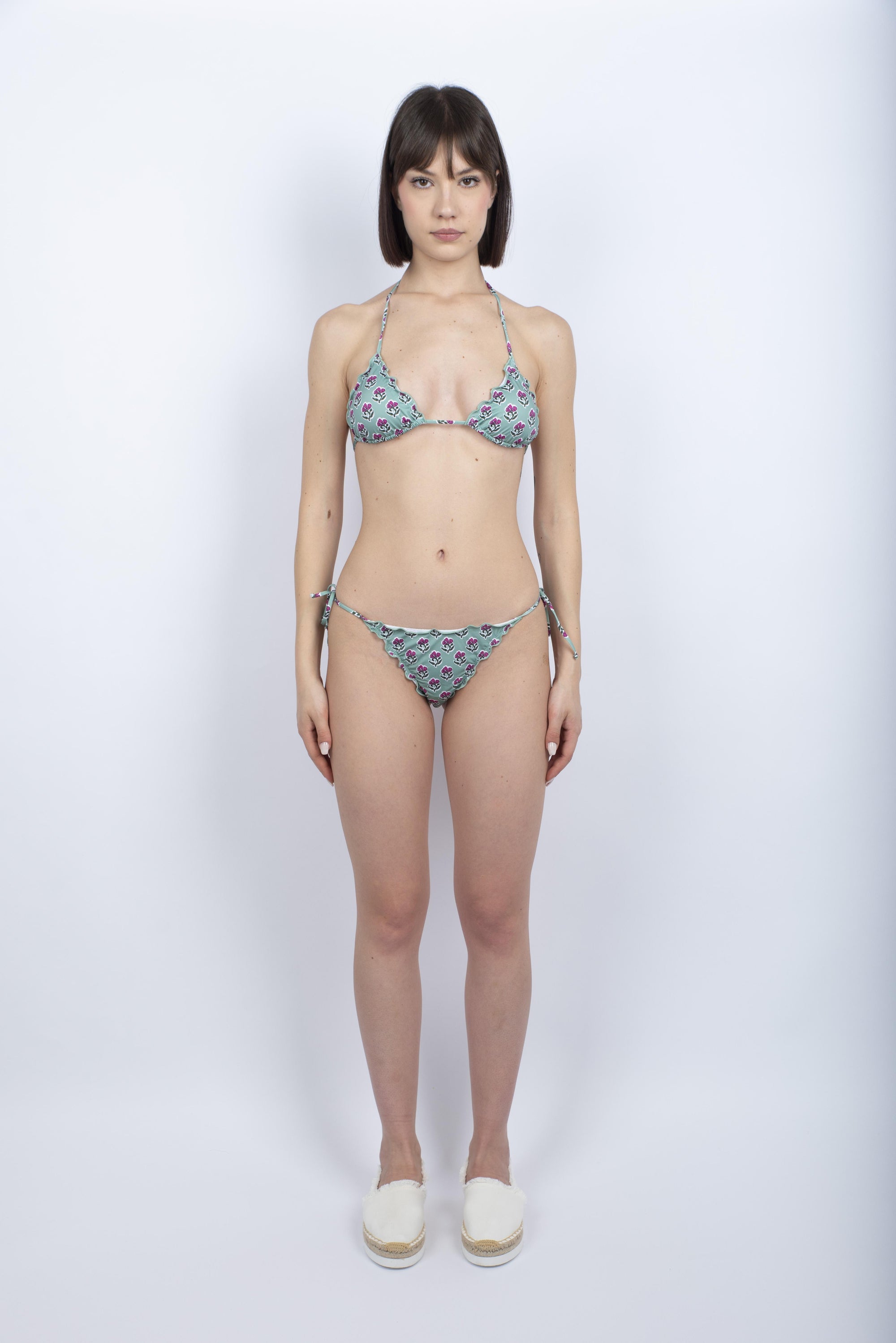 Bikini classico a triangolo Sagittarius Miami con stampa floreale azzurro SAG0001MIA001 01251H MC2 SAINT BARTH 