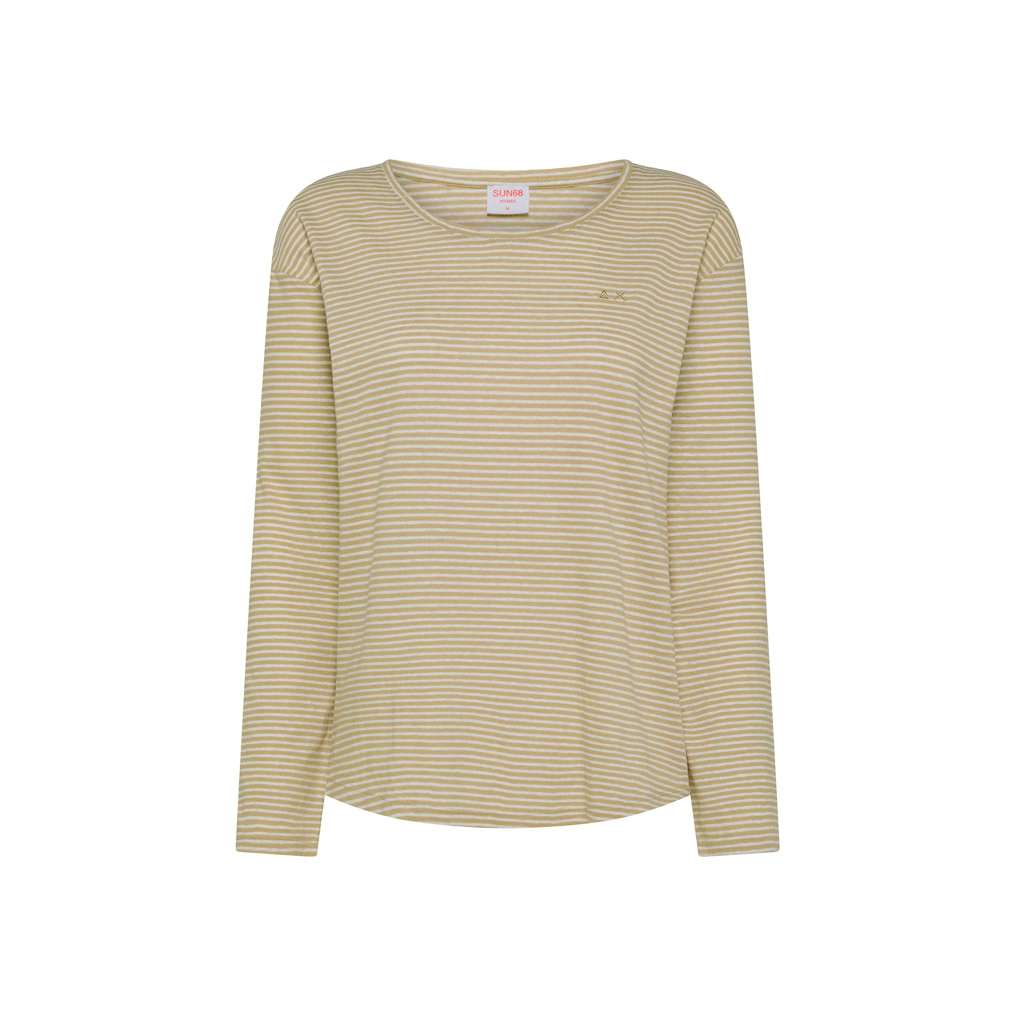 T-shirt in lino e cotone a righe T35233 3118 SUN68 
