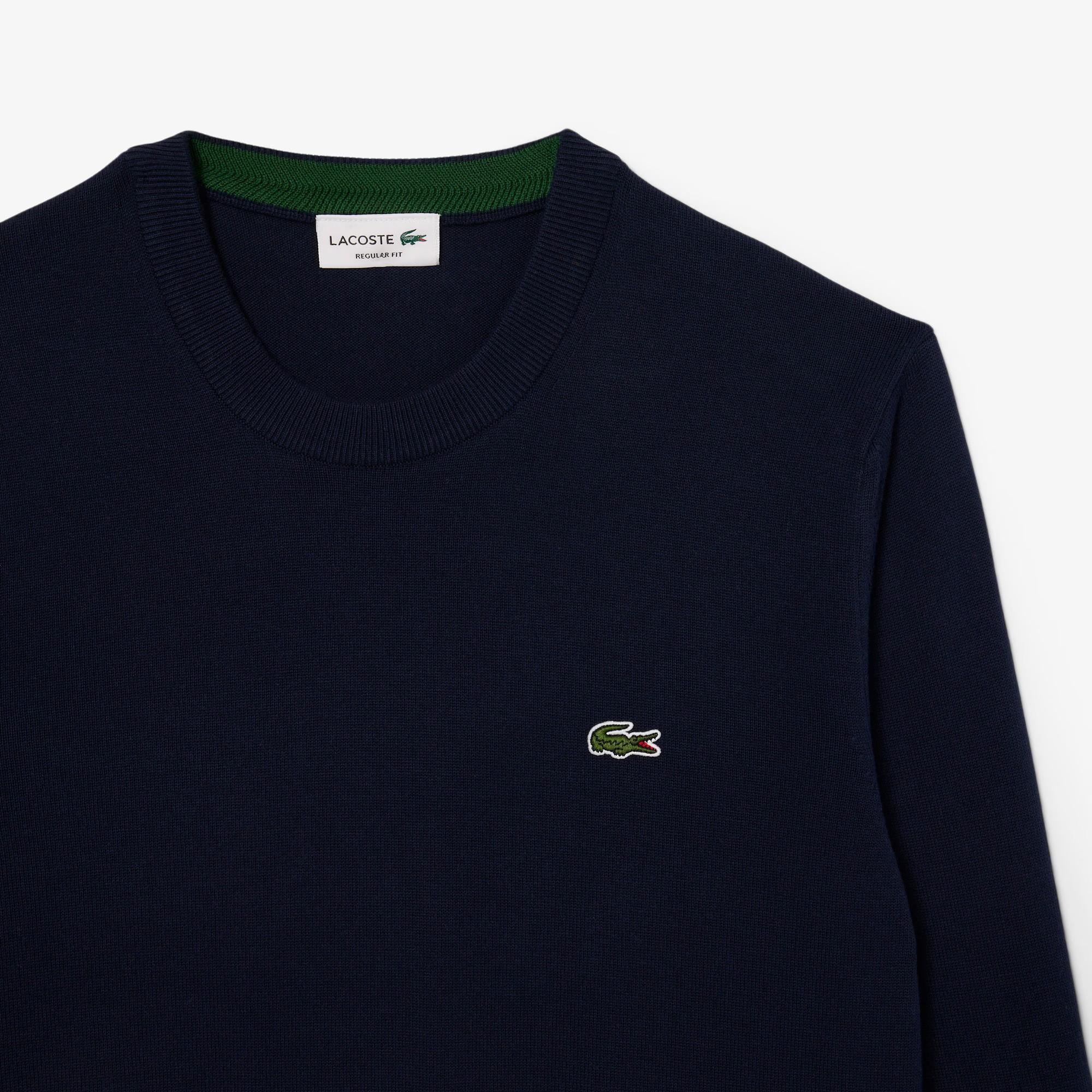 Pullover girocollo monocromatico in cotone AH1985 166 LACOSTE 