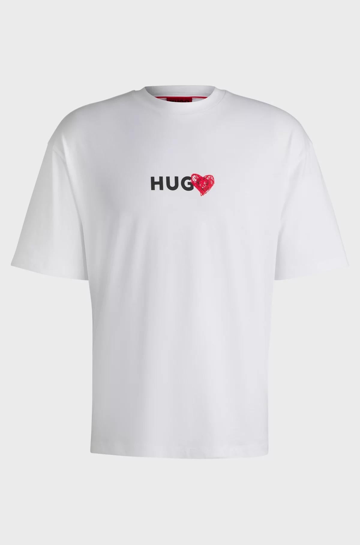 T-shirt in jersey di cotone con grafica con cuore 50530557 100 HUGO 