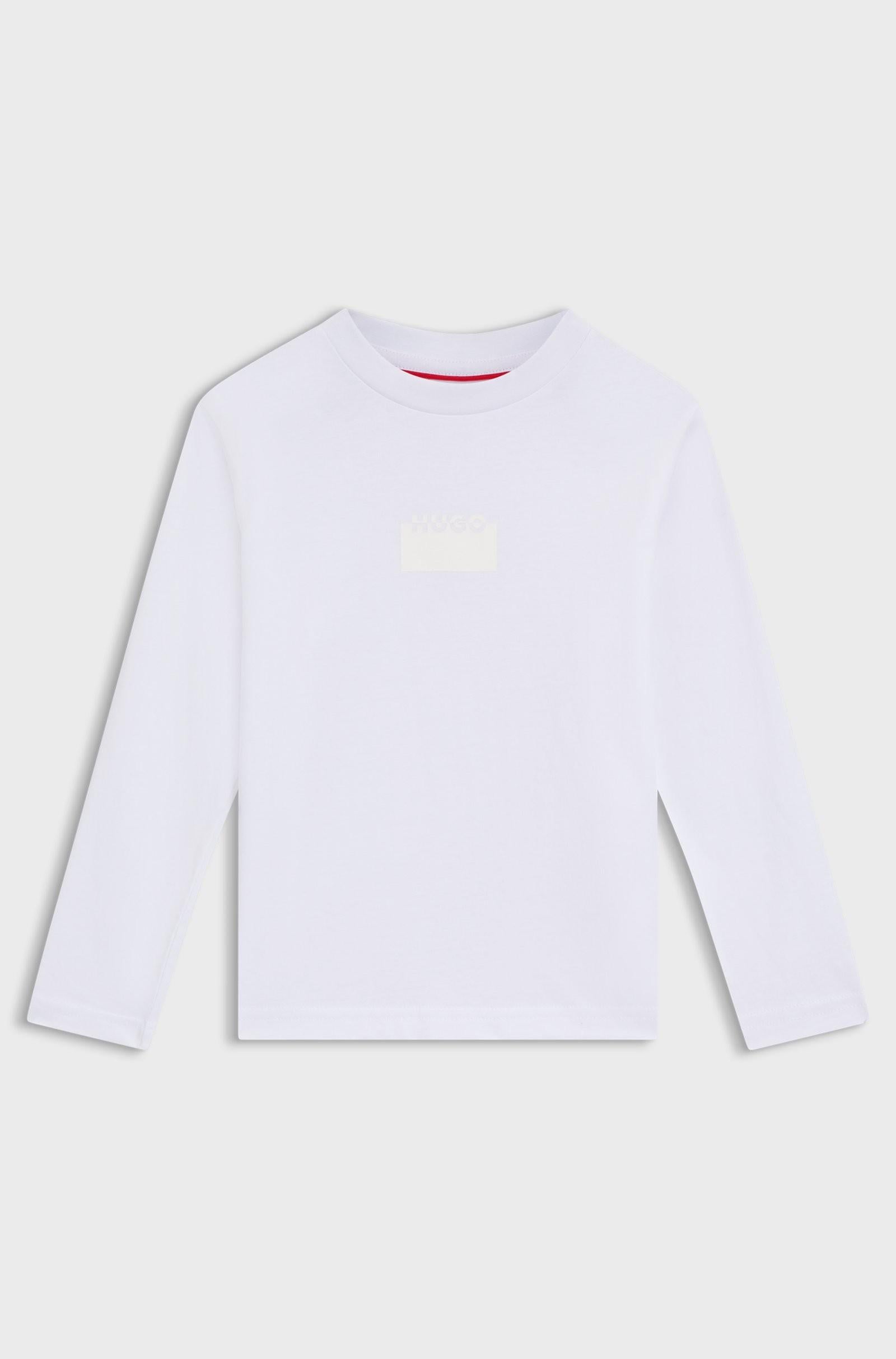 Maglia a maniche lunghe in cotone con logo spezzato G00437 10P HUGO 
