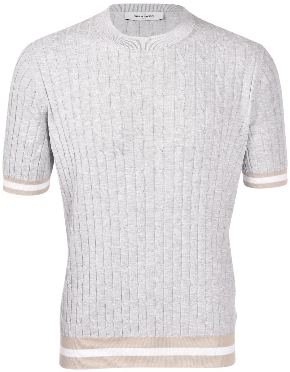 T-shirt in maglia lavorazione trecce e coste grigio 57194/20679 052 GRAN SASSO 