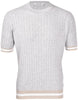 T-shirt in maglia lavorazione trecce e coste grigio