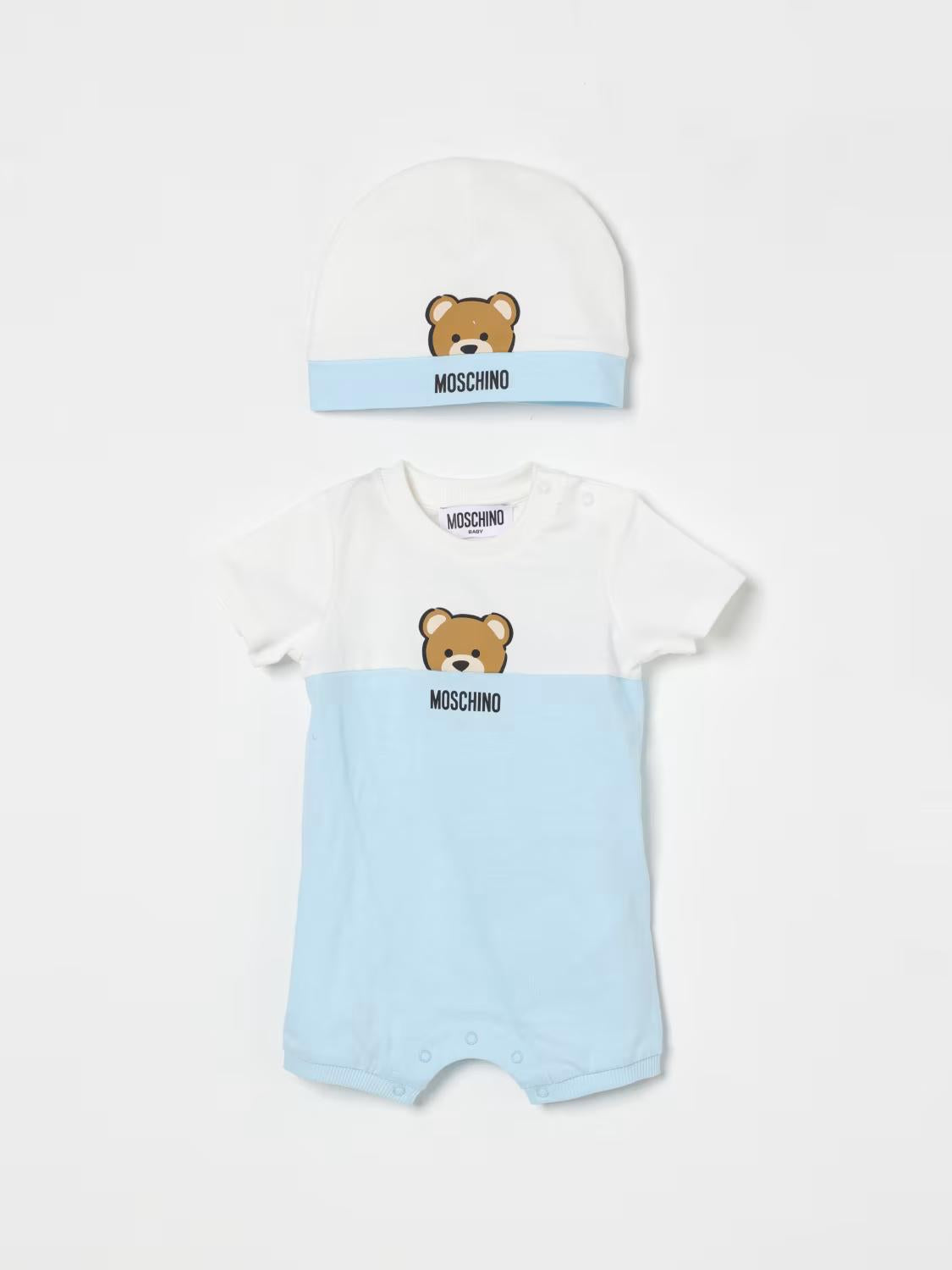 Body e cappellino per neonato con logo Teddy Bear MUY07ELAA27 40304 MOSCHINO BABY 
