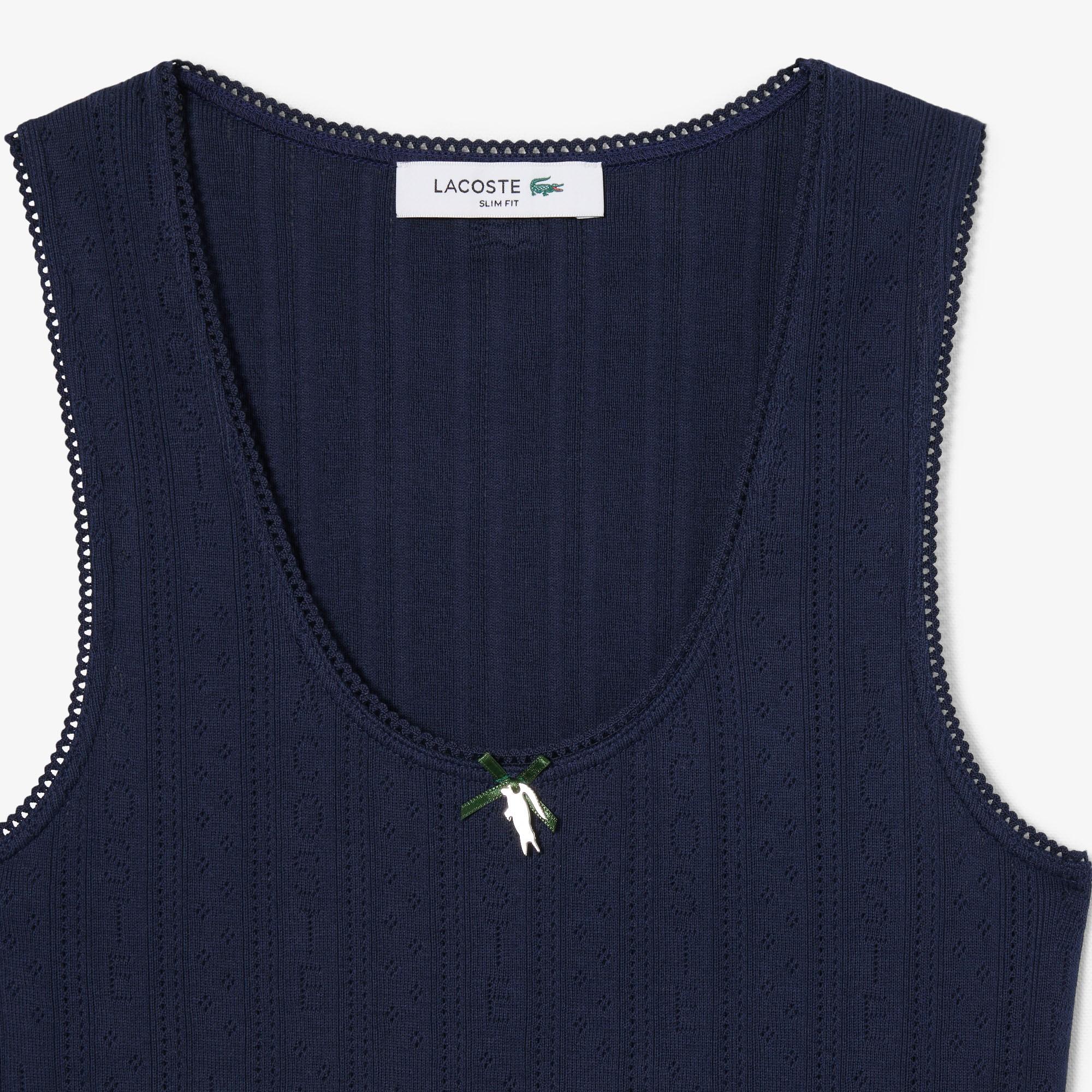 Canotta slim fit Pointelle in maglia di cotone TF5279 166 LACOSTE 