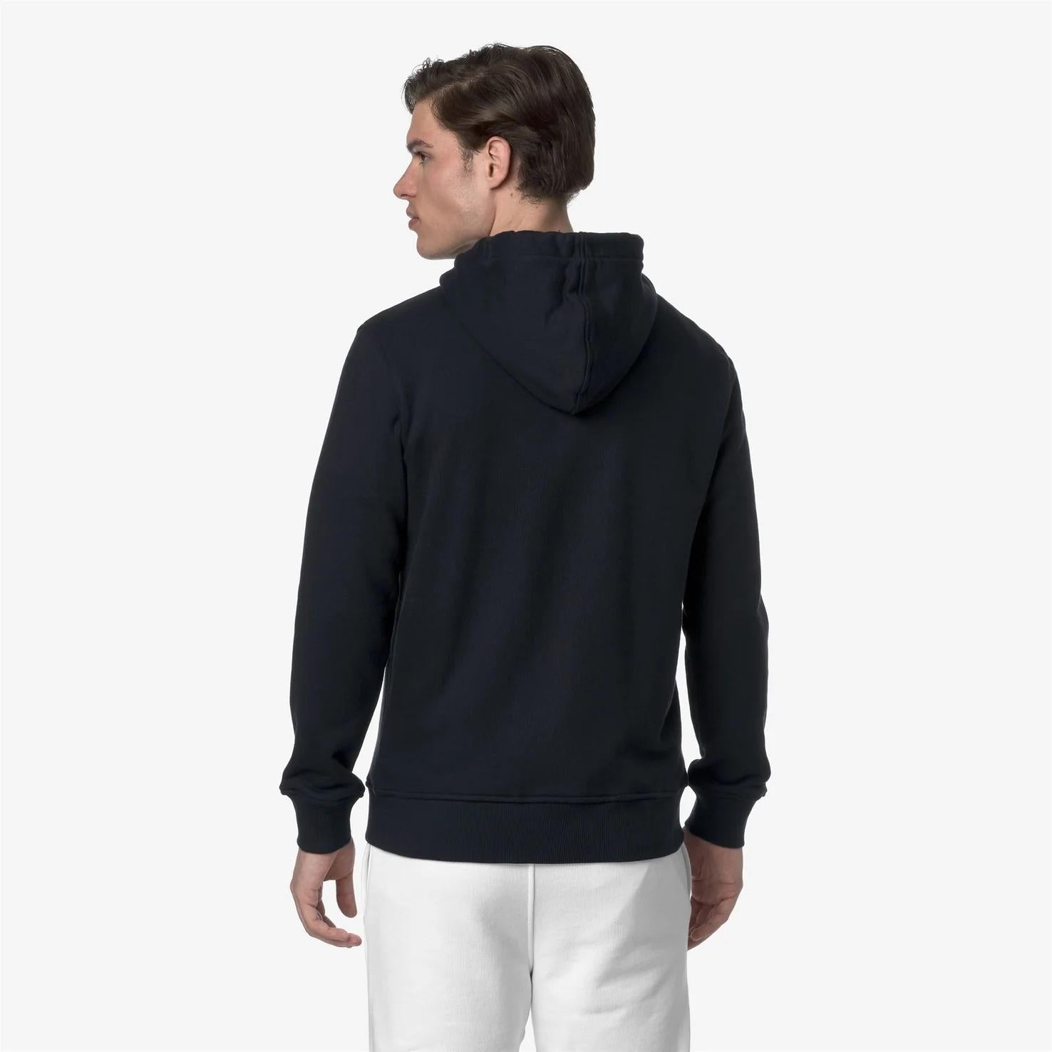 Giacca in pile casual da uomo blu con cappuccio regolabile K31364W K89 K-WAY 