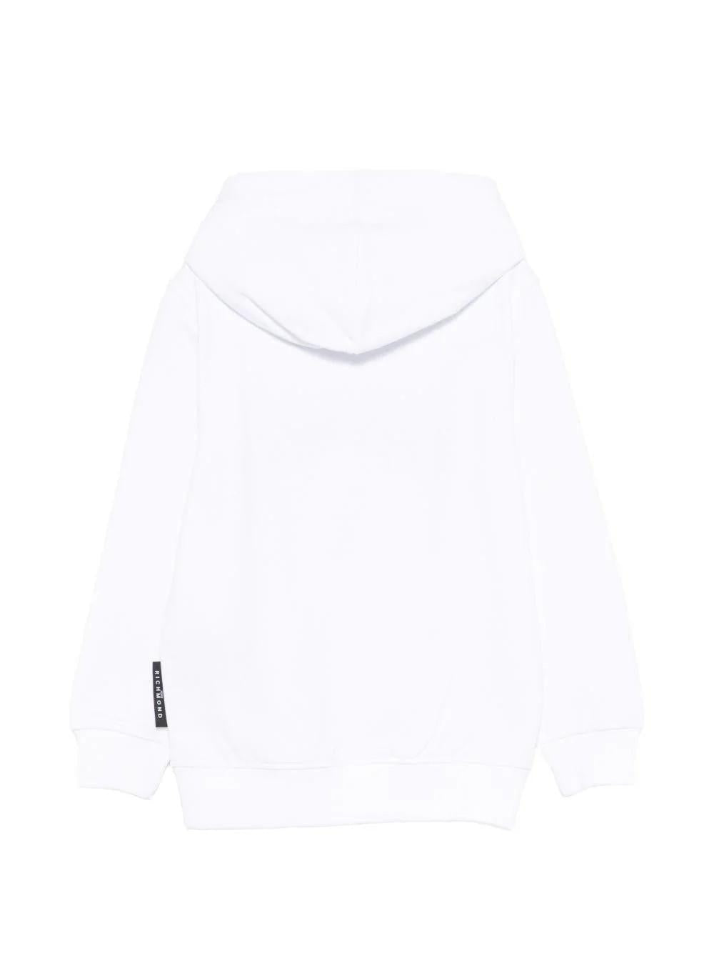 Felpa con applicazione logo RBP26040FE WHITE RICHMOND 