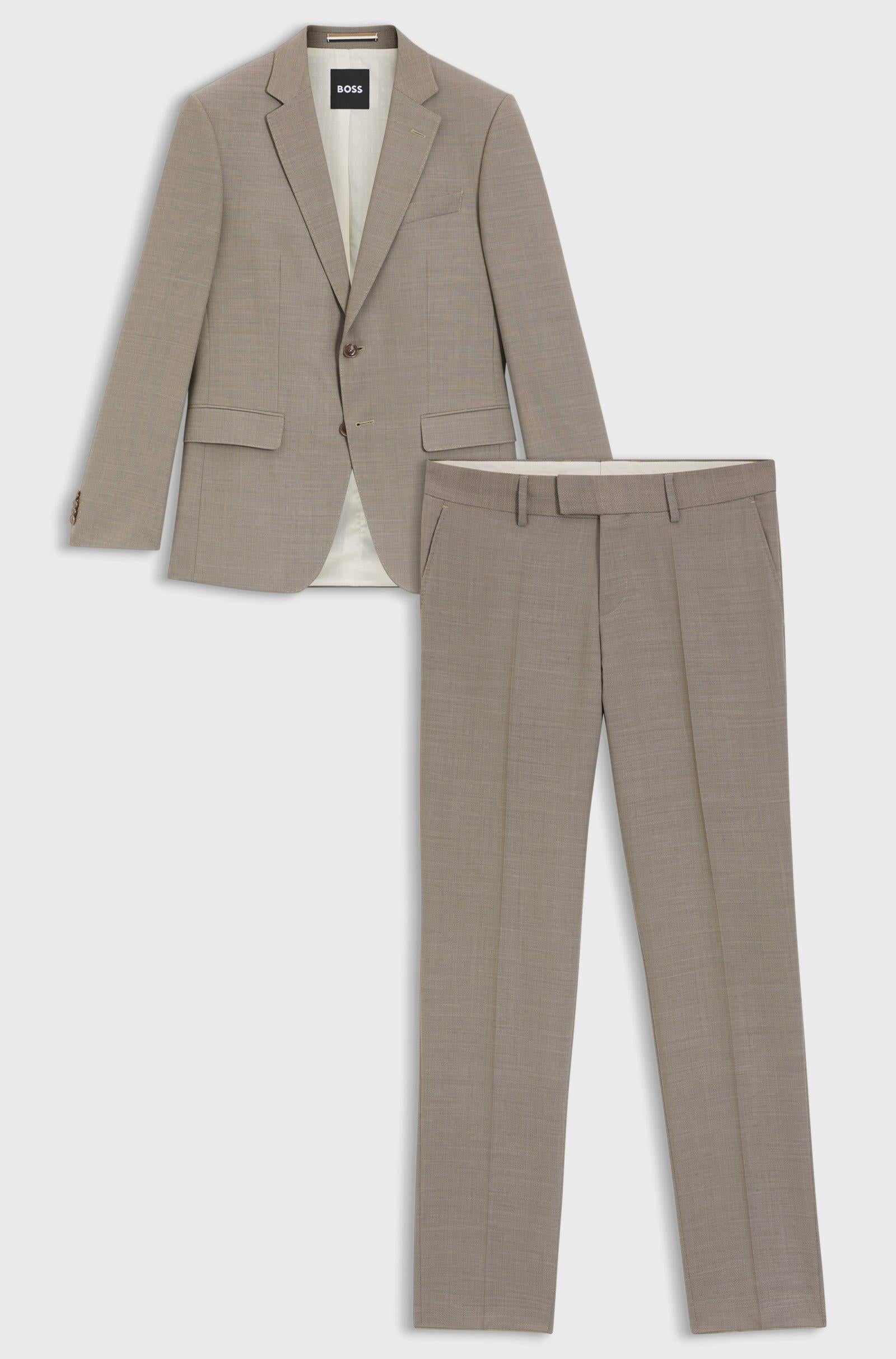 Abito due pezzi slim fit in tessuto elasticizzato con micromotivo 50557252 252 BOSS 