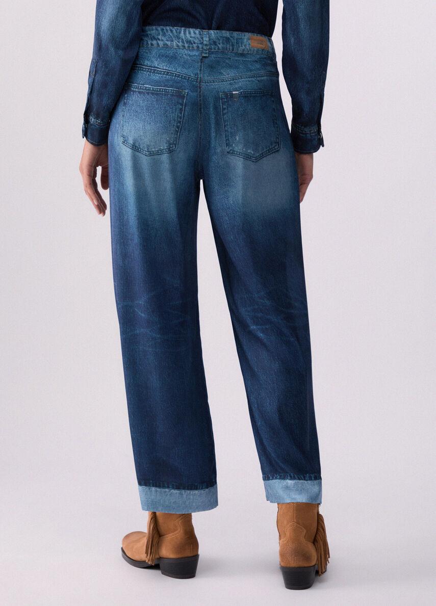 Pantaloni con stampa digitale UA6236T376A 79042 LIU JO BLUE DENIM 