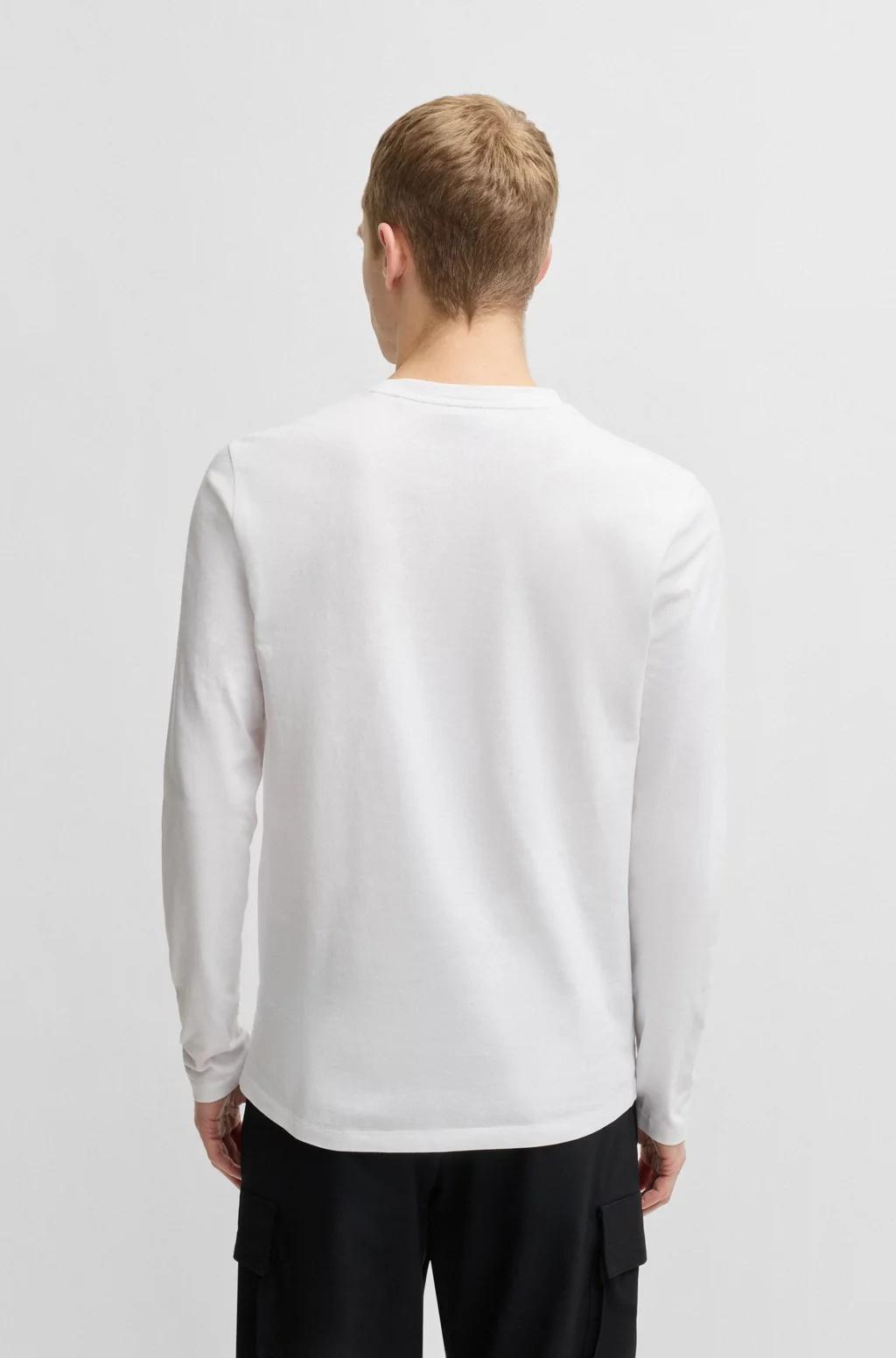 Maglia a maniche lunghe in cotone con toppa con logo intessuta 50512111 100 BOSS 