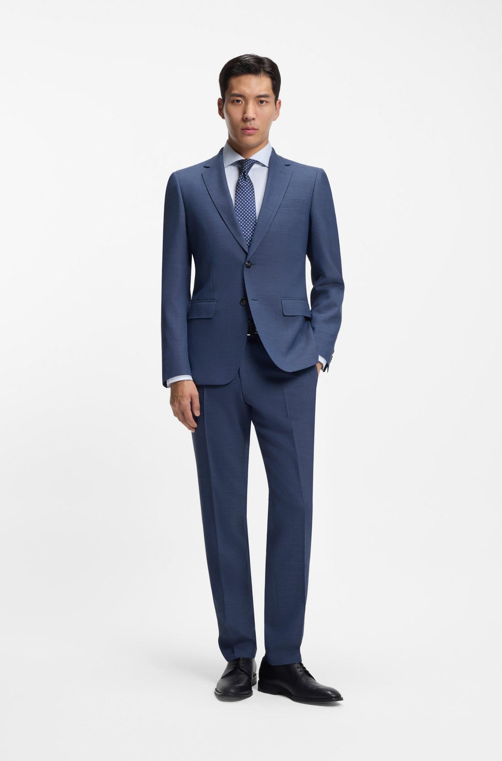 Abito due pezzi slim fit in tessuto elasticizzato con micromotivo 50557252 468 BOSS 