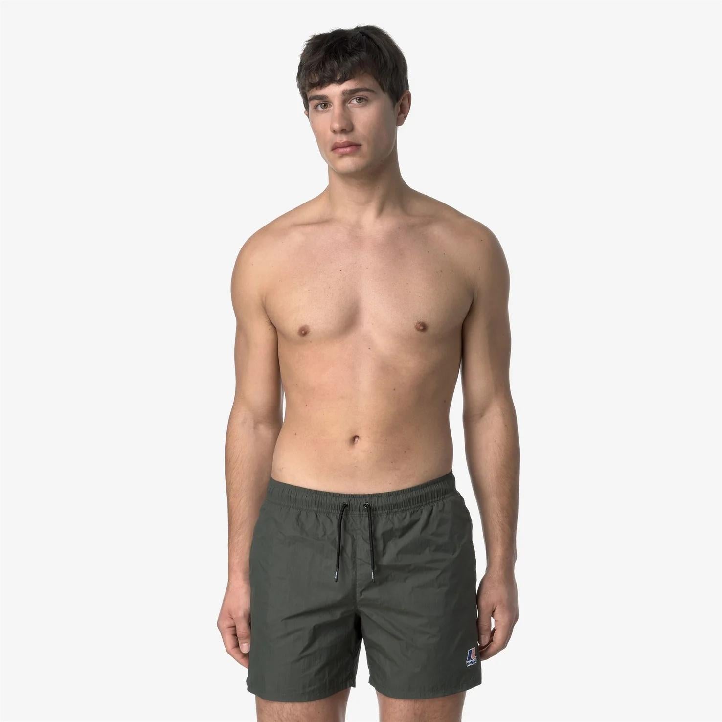 Costume da bagno da uomo ripiegabile verde con slip in rete K31357W WMR K-WAY 