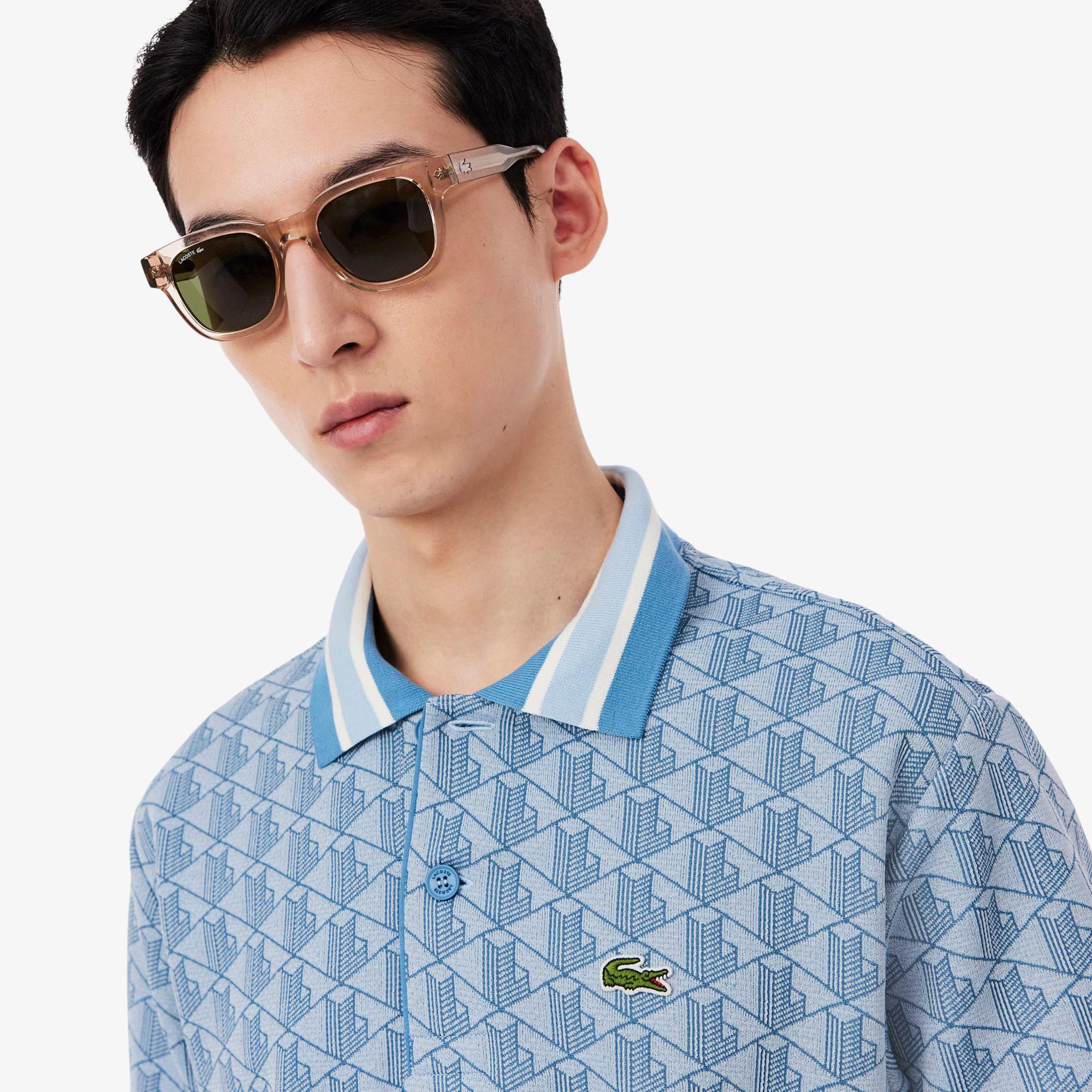 Polo dal taglio classico in jacquard con monogramma DH1417 1QI LACOSTE 