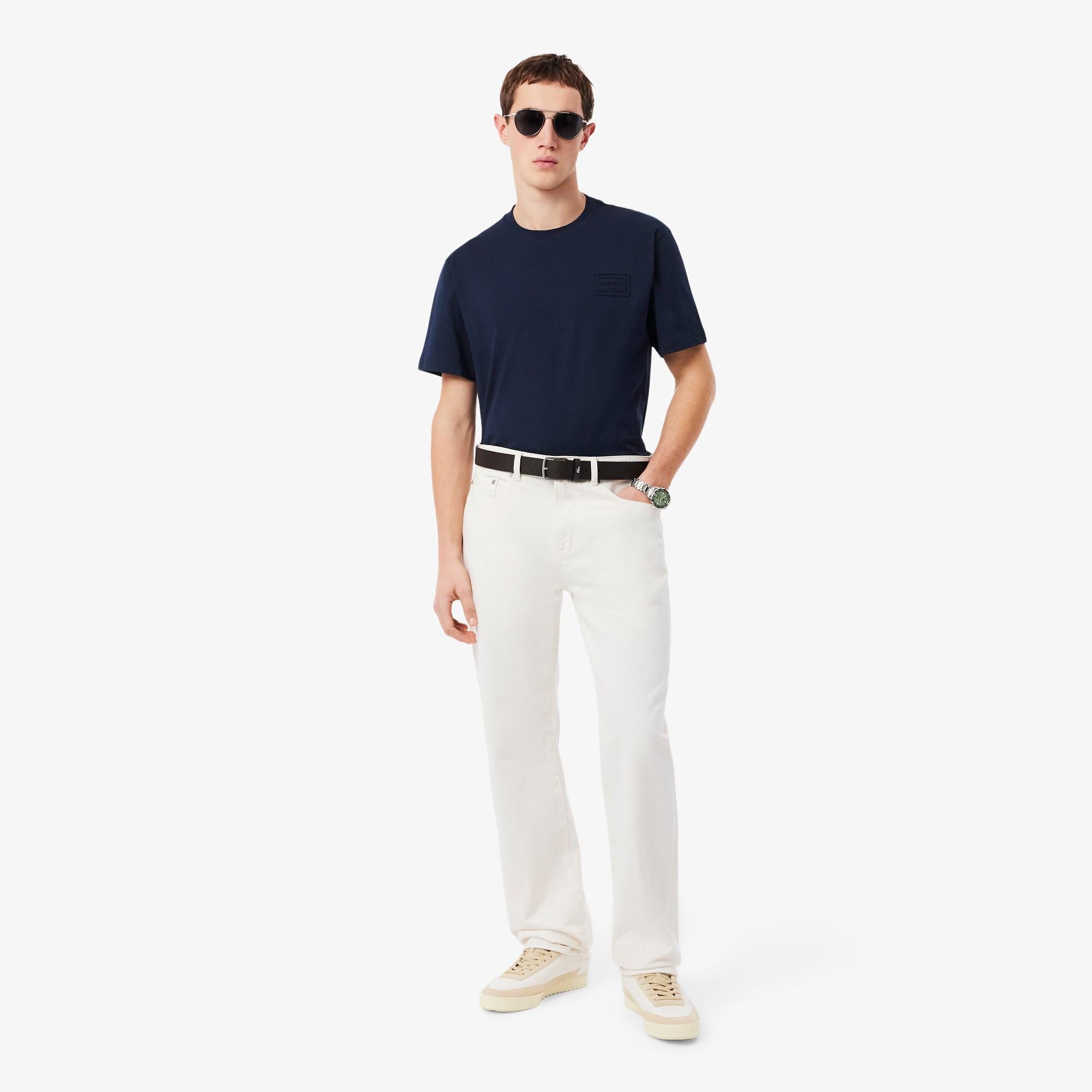 T-shirt in jersey con marchio goffrato TH0753 166 LACOSTE 