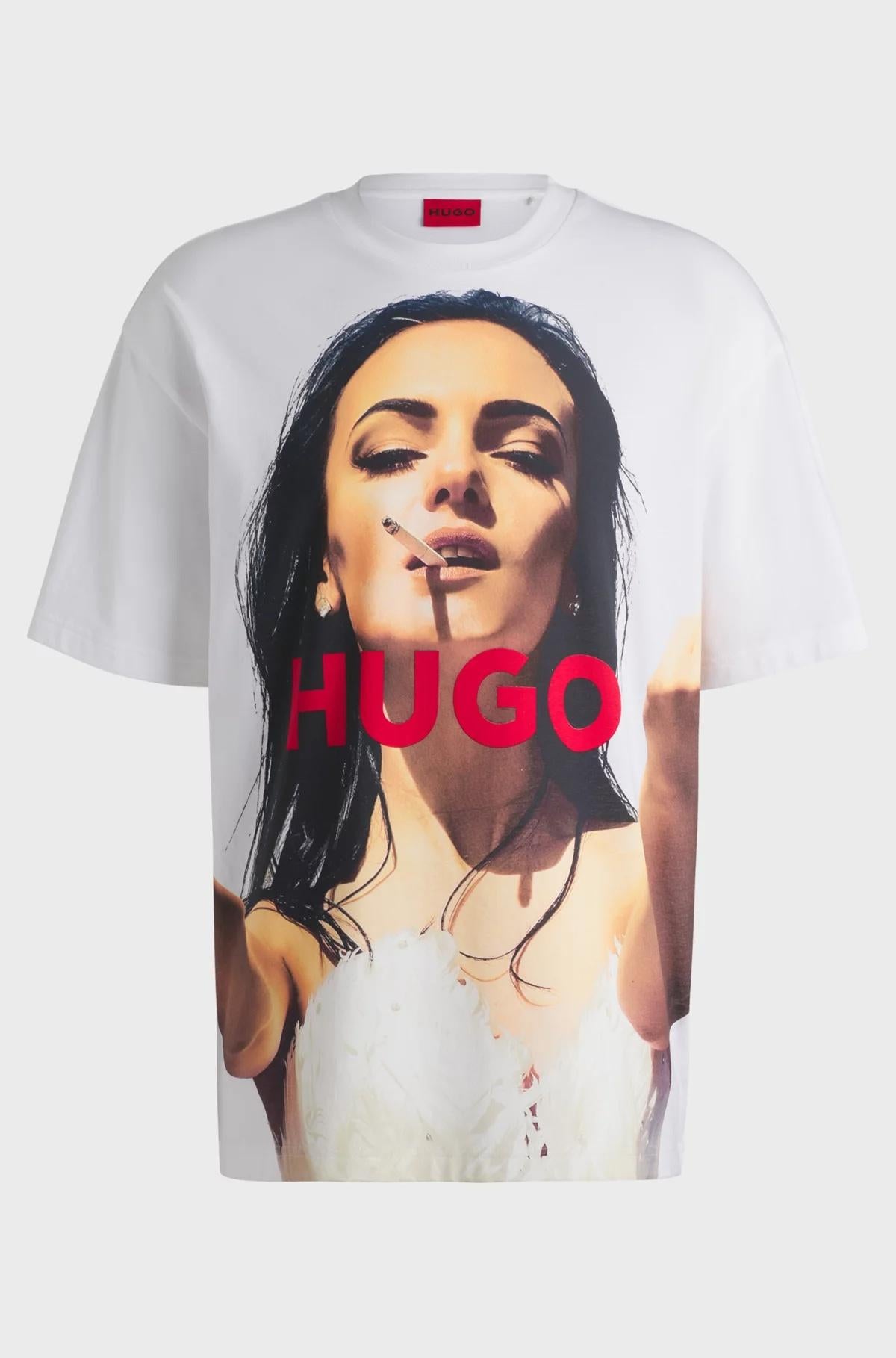 Camicia oversize in cotone con stampa ad alto impatto 50535314 100 HUGO 