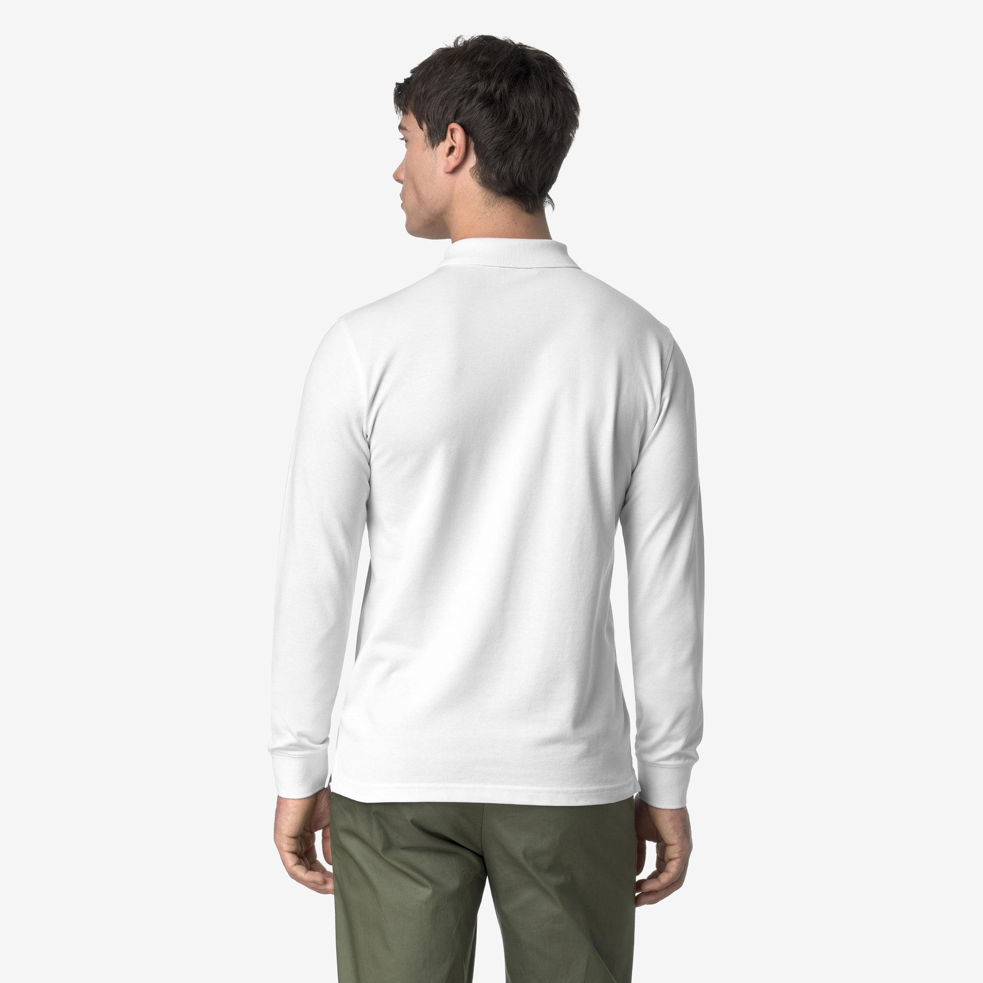 Polo da uomo bianco slim fit maniche lunghe K1125GW 001 K-WAY 
