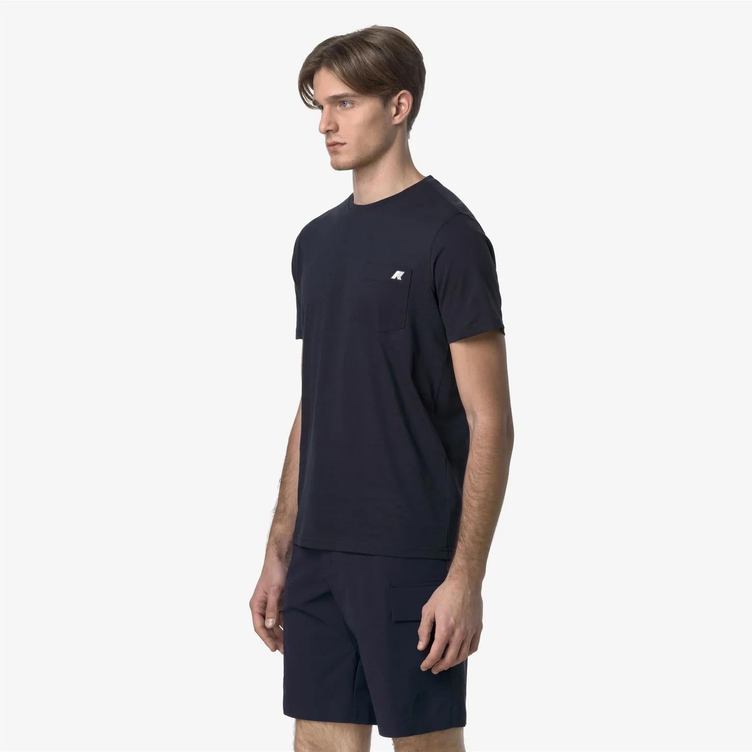 T-Shirt in Cotone Slim Fit Uomo blu con Taschino K31368W K89 K-WAY 