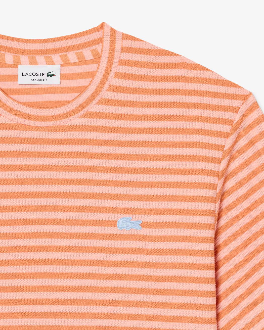 T-shirt in cotone testurizzato a righe TH2193 4HI LACOSTE 