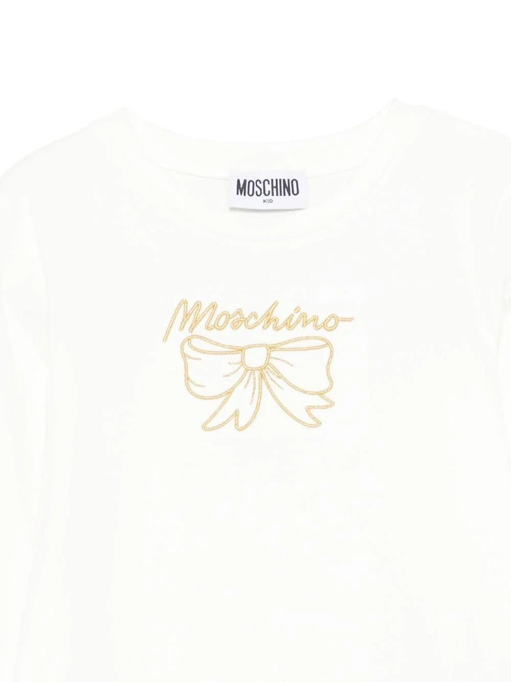 T-shirt con ricamo con fiocco HDO012LBA10 10063 MOSCHINO KID 