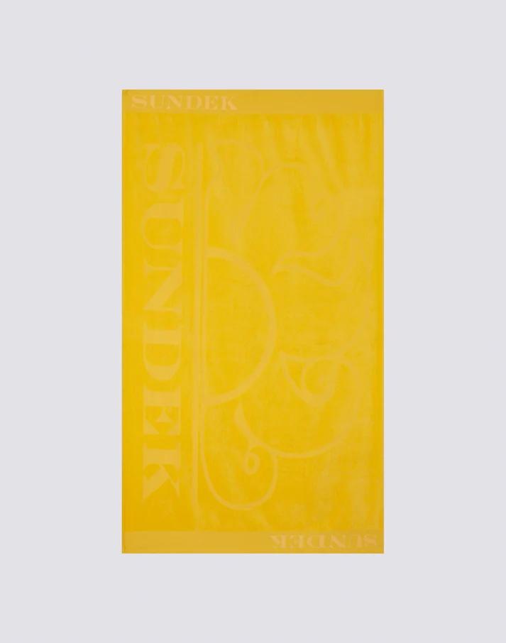 Telo mare jacquard con logo summer yellow AM379ATC1000 77200 SUNDEK 
