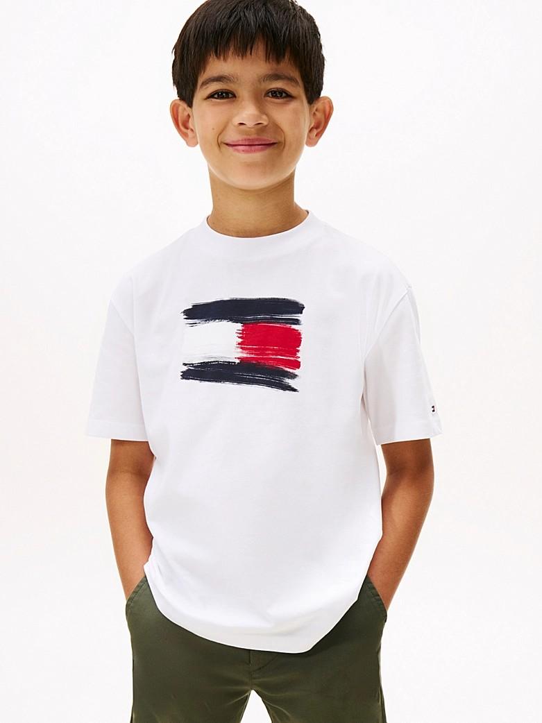 T-shirt in puro cotone con bandiera KB0KB10111T YBR TOMMY HILFIGER 
