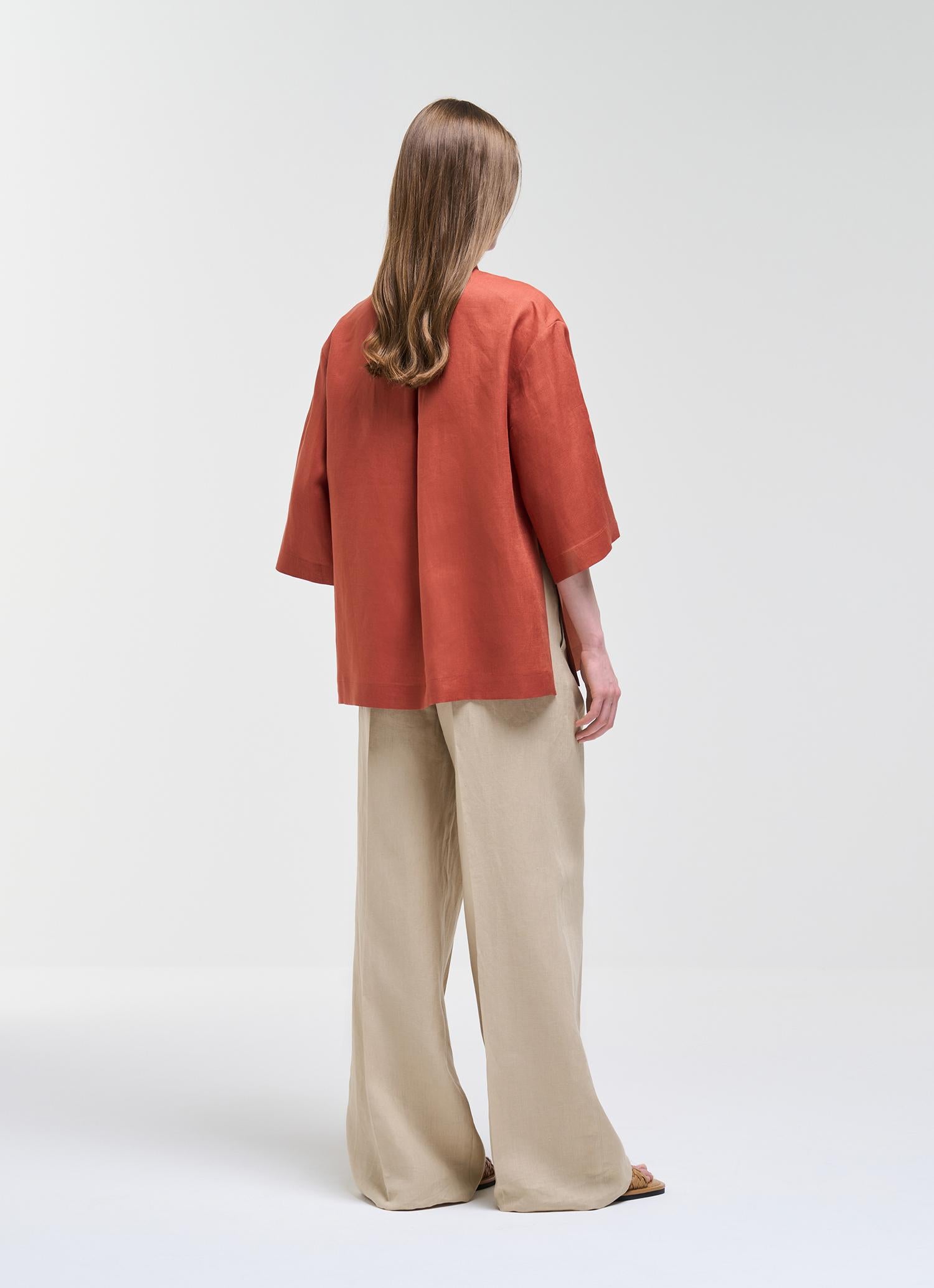 Camicia in lino alla coreana 8428R5AW 758 COLMAR 