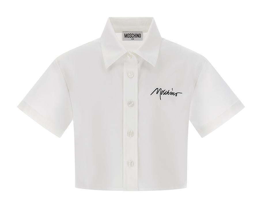 Camicia crop logo lettering HDC024LMA01 10101A MOSCHINO KID 