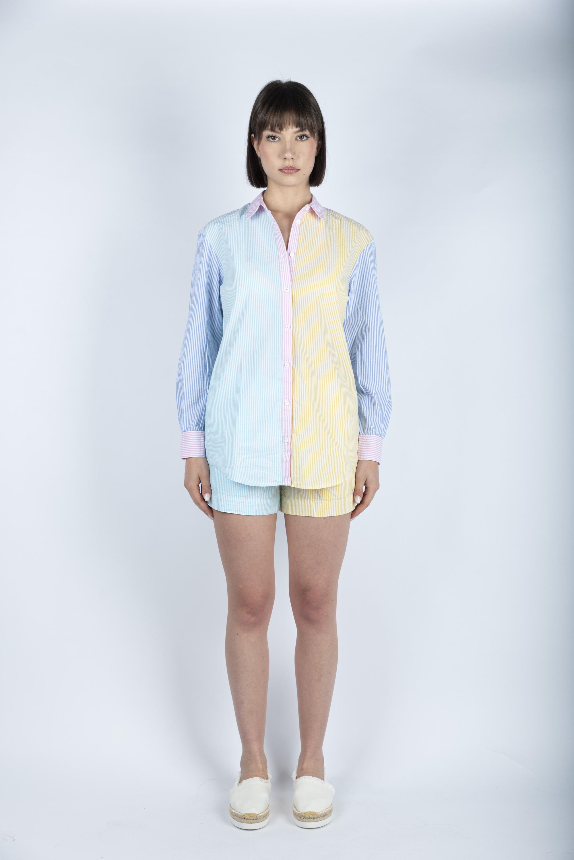 Camicia da donna over Brigitte in cotone multicolor BRIG001 06102H MC2 SAINT BARTH 