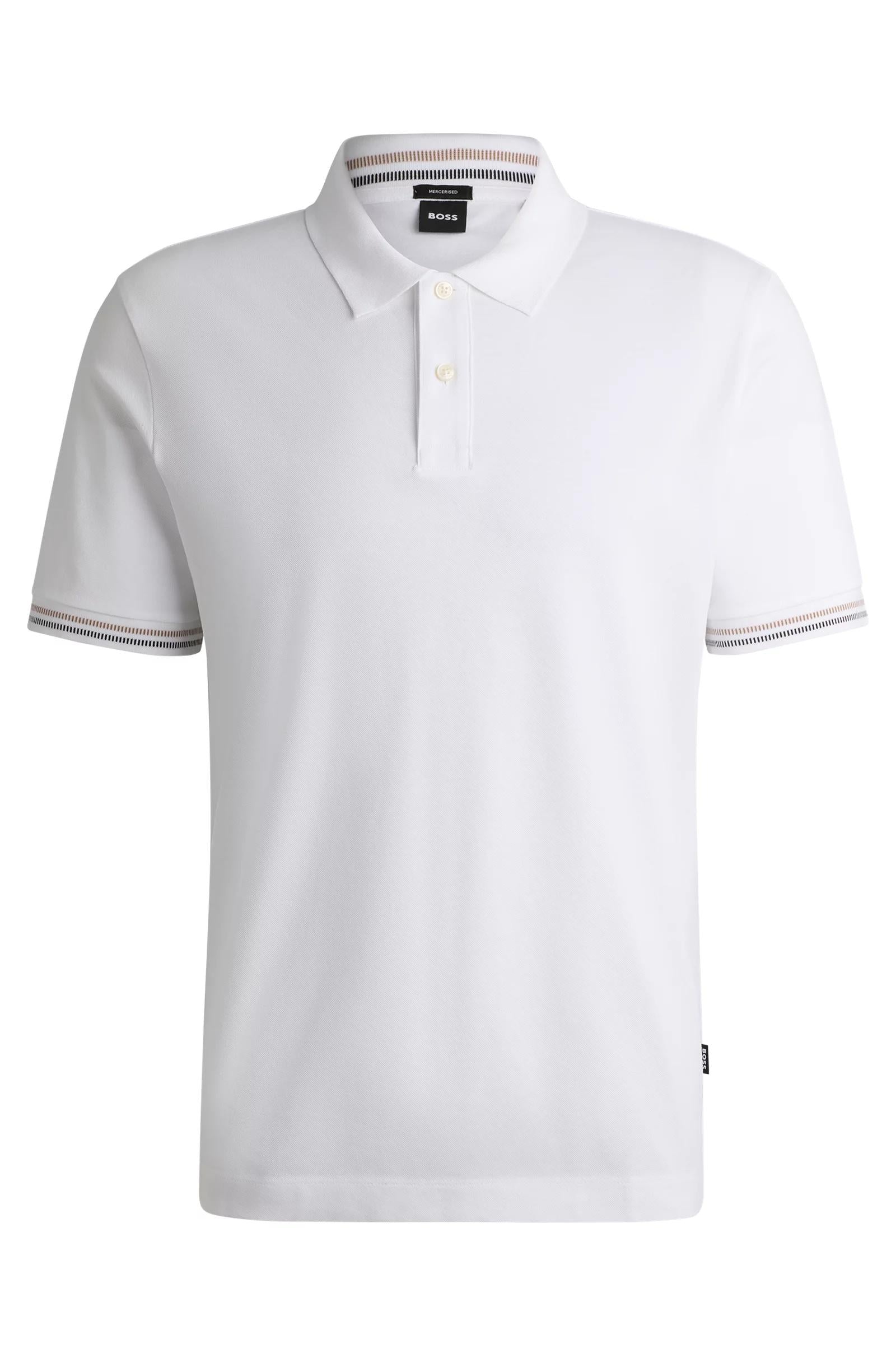 Polo regular fit in cotone mercerizzato con bordi a righe 50531850 100 BOSS 