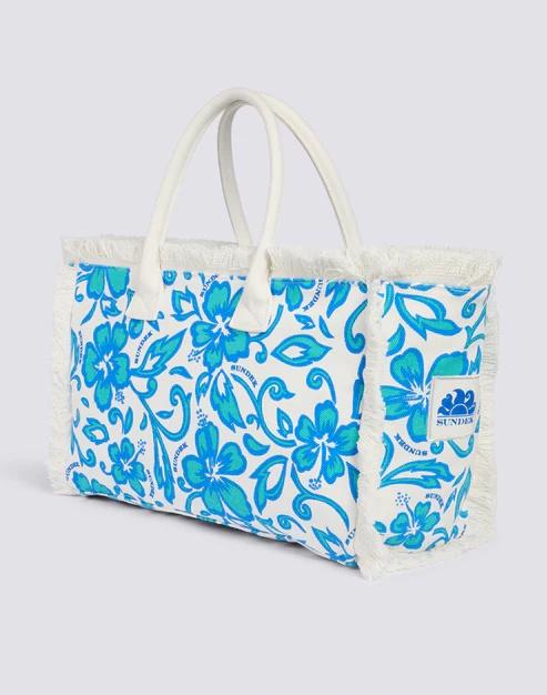 Regular tote bag effetto stone washed con stampa SK23 white AW021ABCA623 00623 SUNDEK 