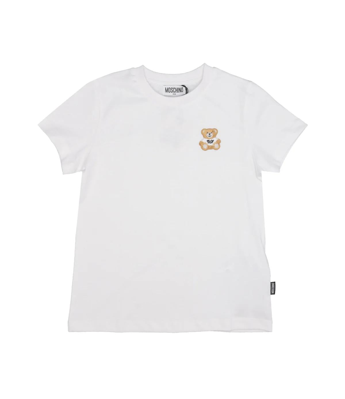 T-shirt in cotone con applicazione Teddy Bear H5M04KLAA02 10101A MOSCHINO KID 