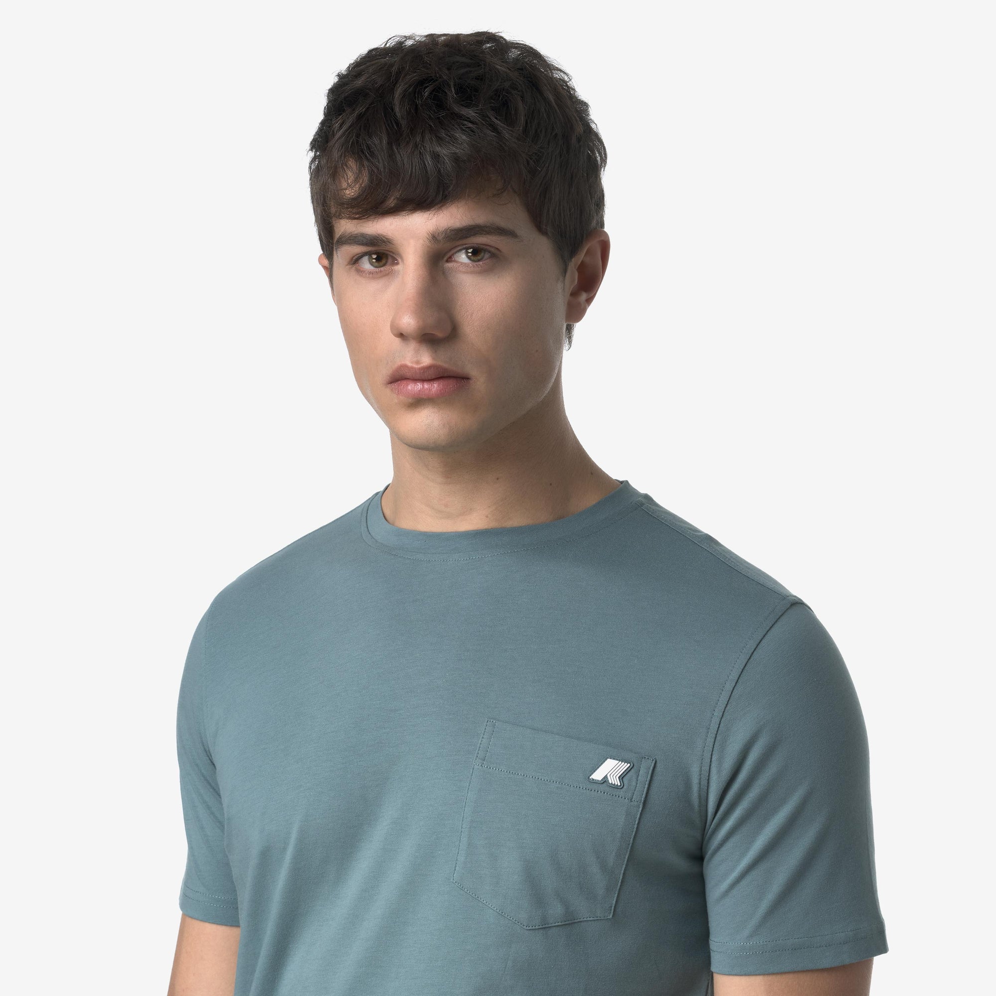 T-Shirt in Cotone Slim Fit Uomo verde con Taschino K31368W H04 K-WAY 