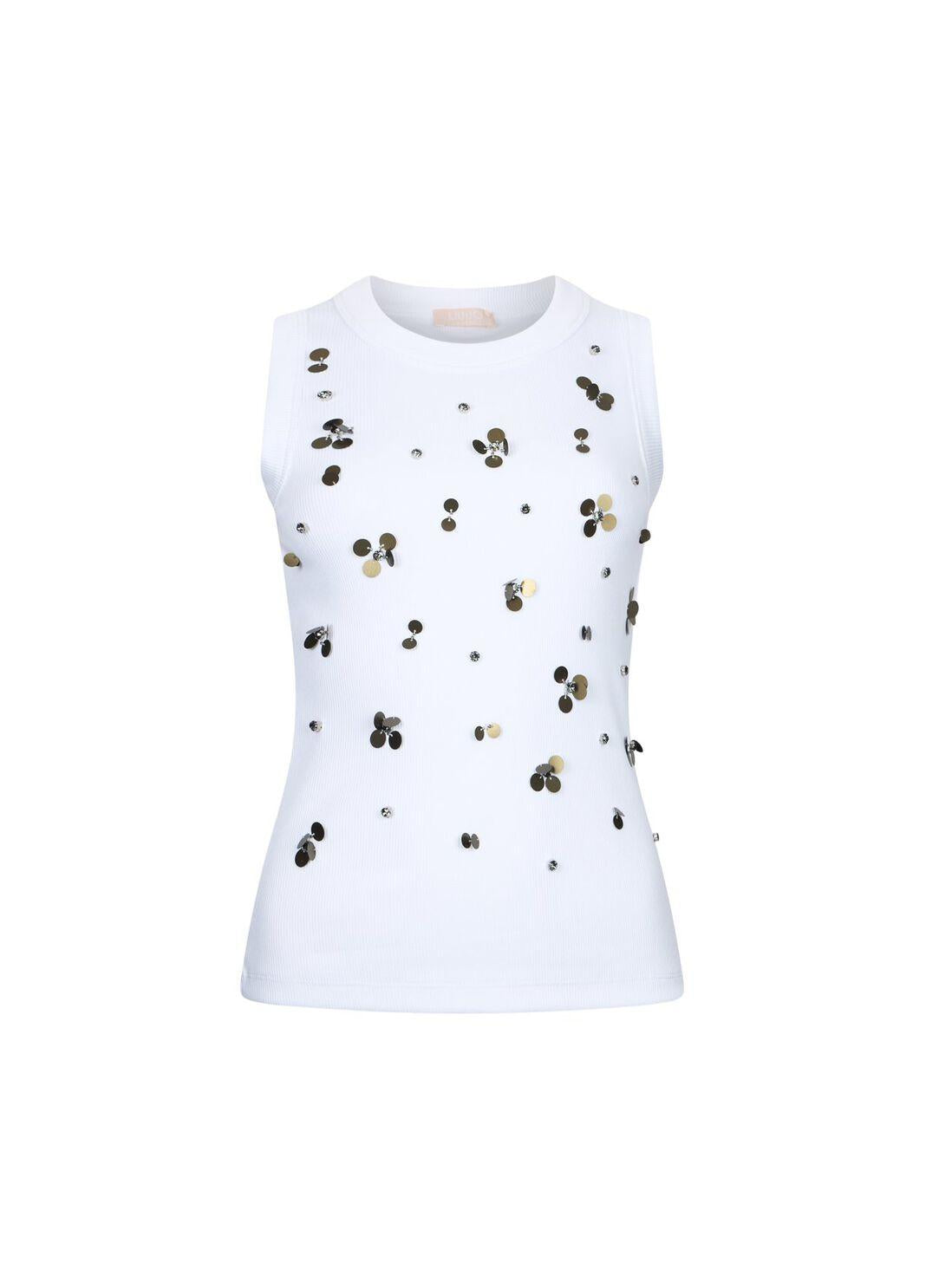 Top con applicazioni WA6490J4822 P9369 LIU JO WHITE1 