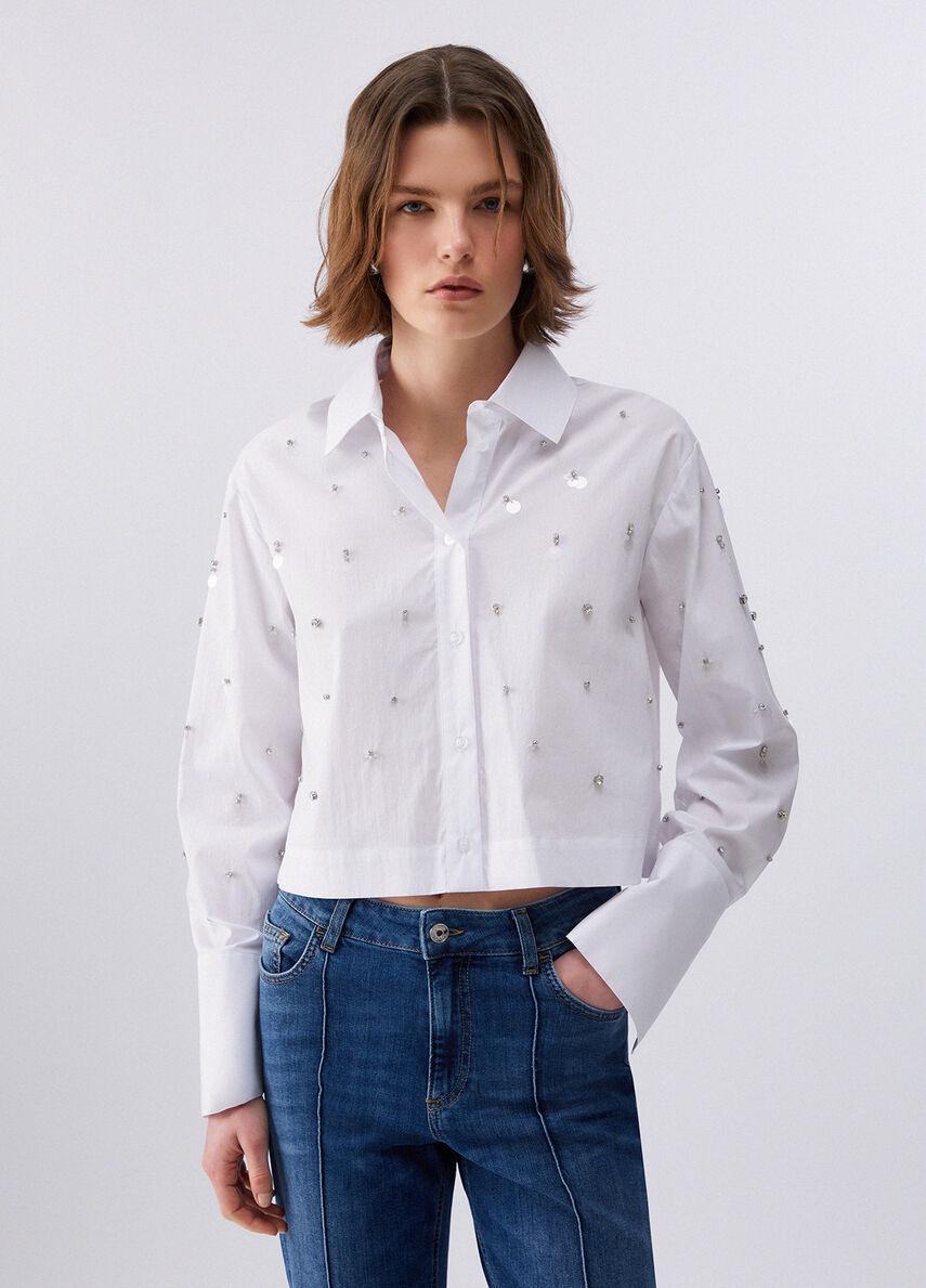 Camicia boxy con ricami gioiello WA6173T039A 11111 LIU JO WHITE1 