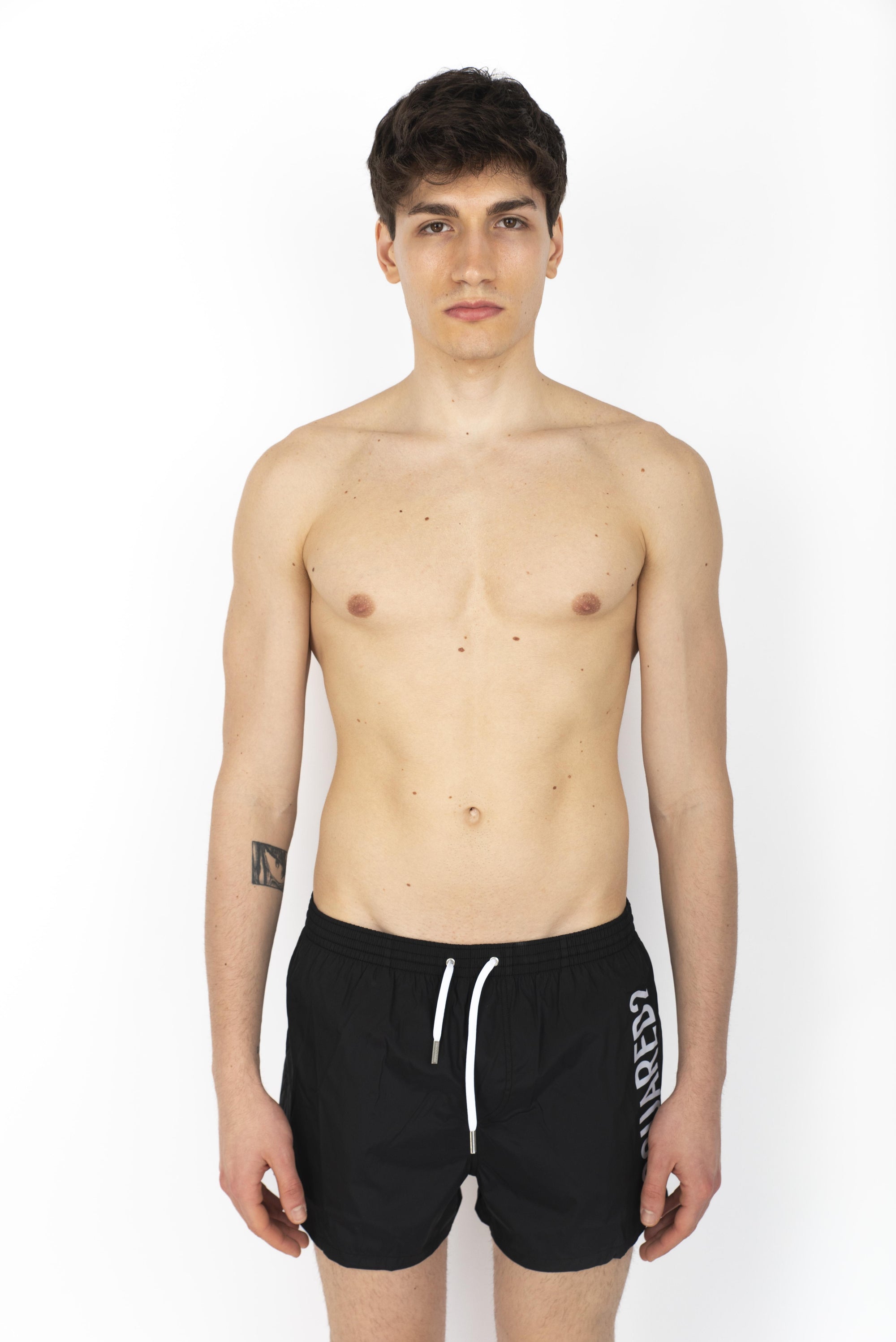 Swim boxer midi nero con side logo bianco D7B646000 010 DSQUARED BEACHWEAR 