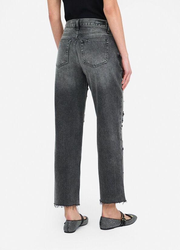 Jeans straight con strass UF5115D4854 87455 LIU JO BLUE DENIM 