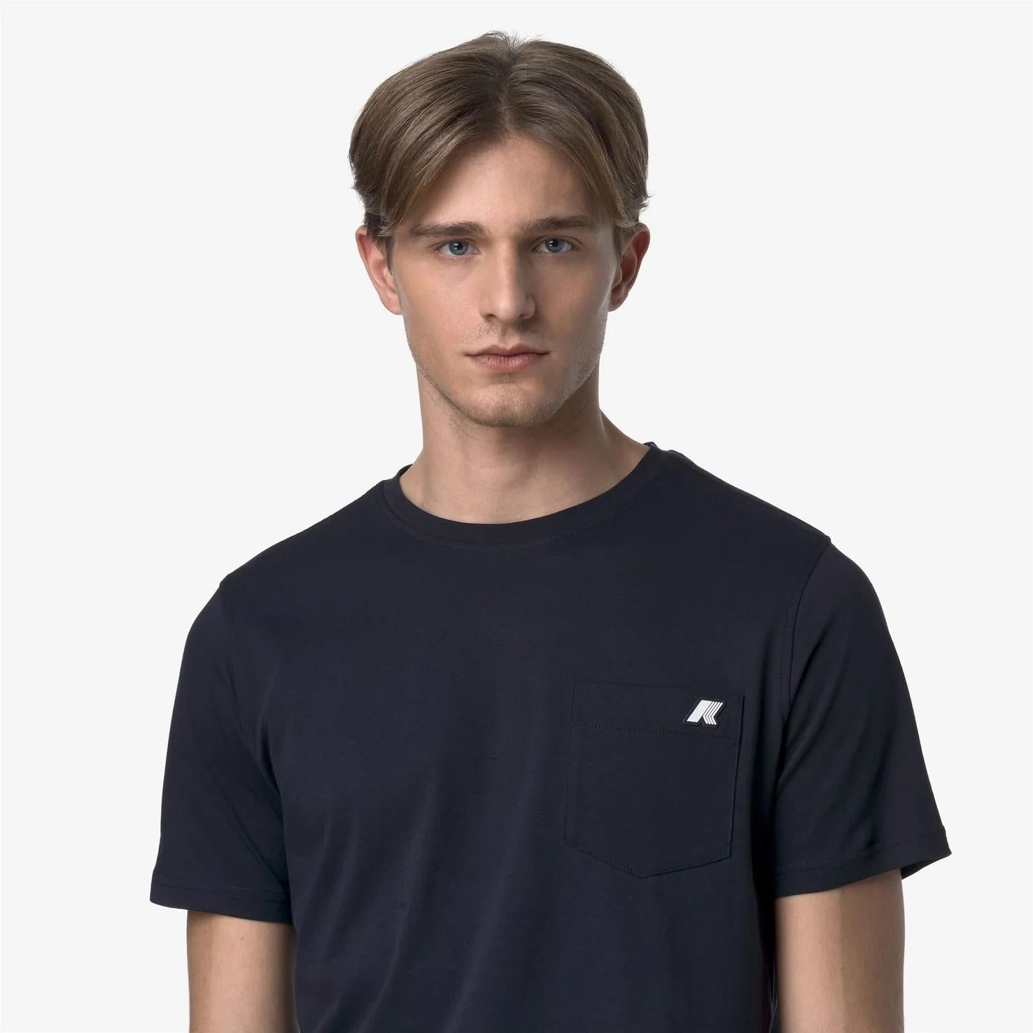 T-Shirt in Cotone Slim Fit Uomo blu con Taschino K31368W K89 K-WAY 