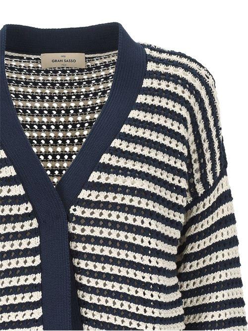 Cardigan a maglia traforata a righe 10220/18420 598 GRAN SASSO 