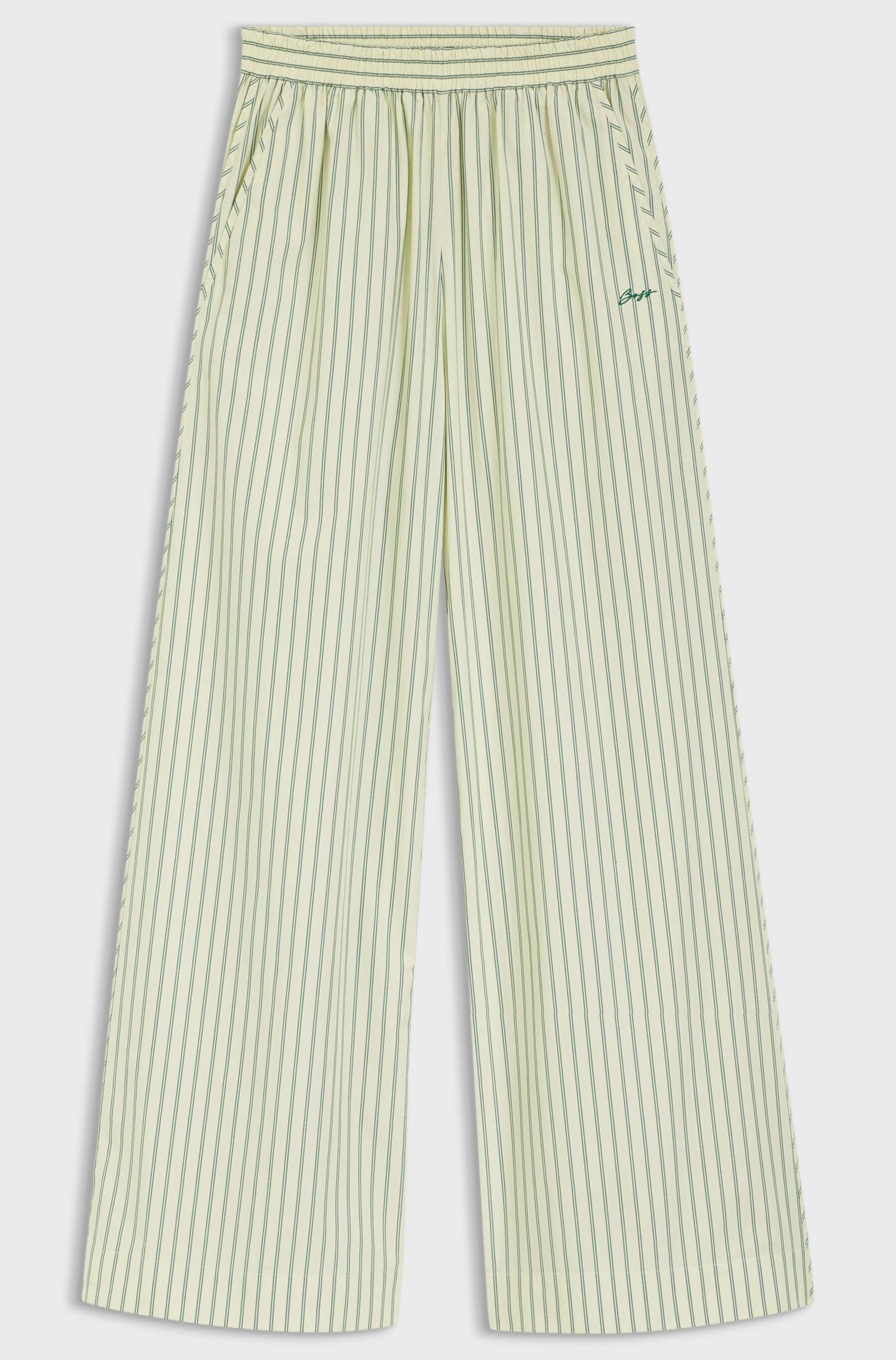 Pantaloni in popeline di cotone con righe verticali 50559237 982 BOSS 