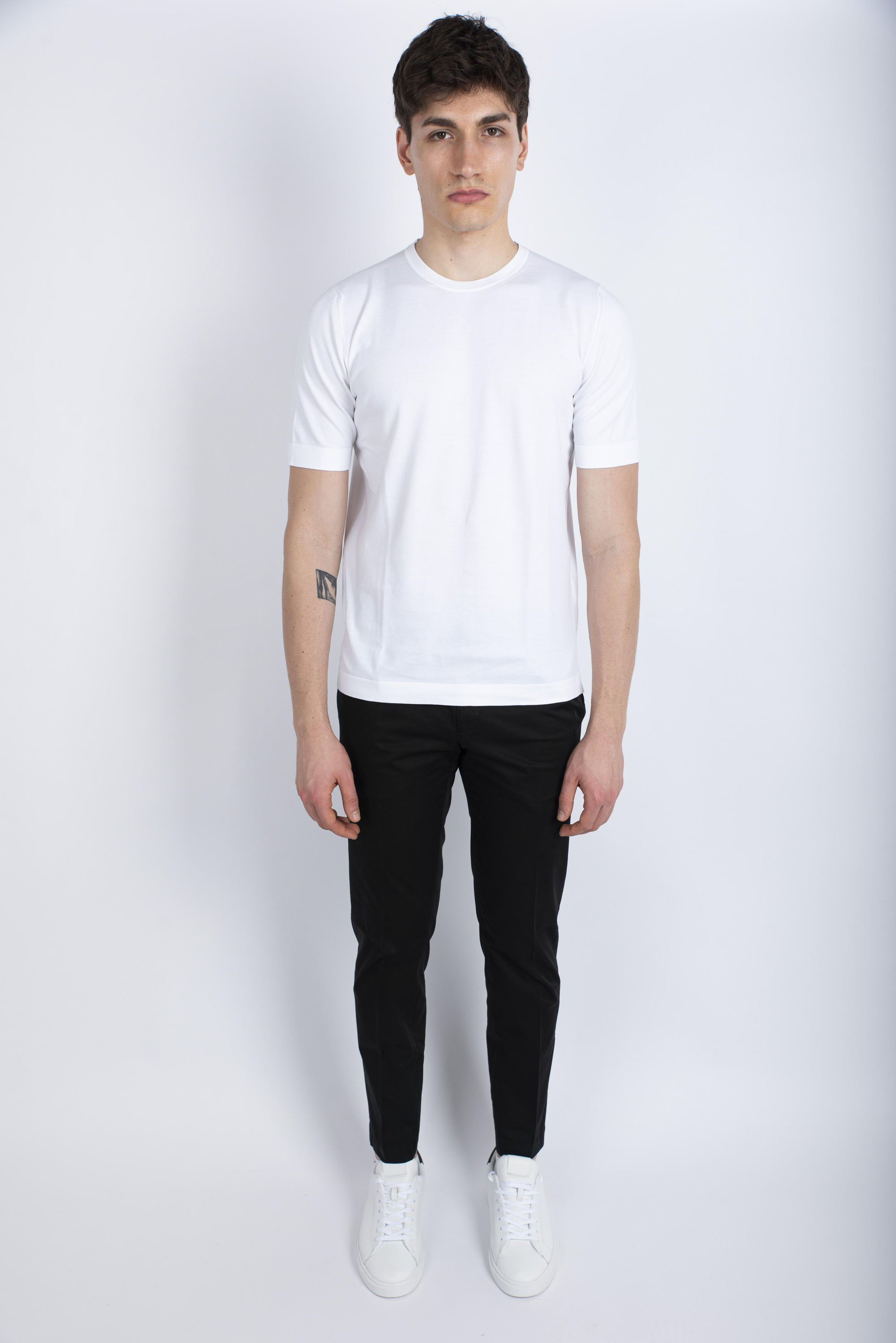 T-shirt in maglia vintage cotone organico bianco 43168/21820 001 GRAN SASSO 