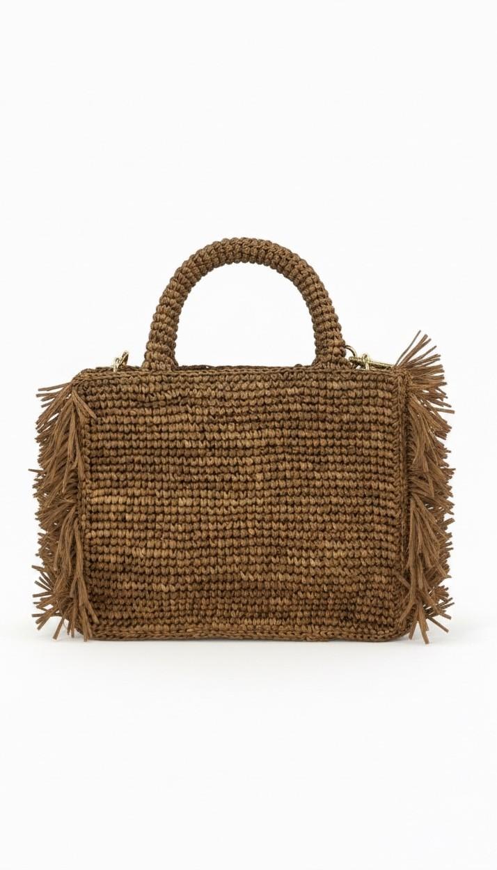 Borsa Vanity mini in raffia con frange VAMI017 00452L MC2 SAINT BARTH 