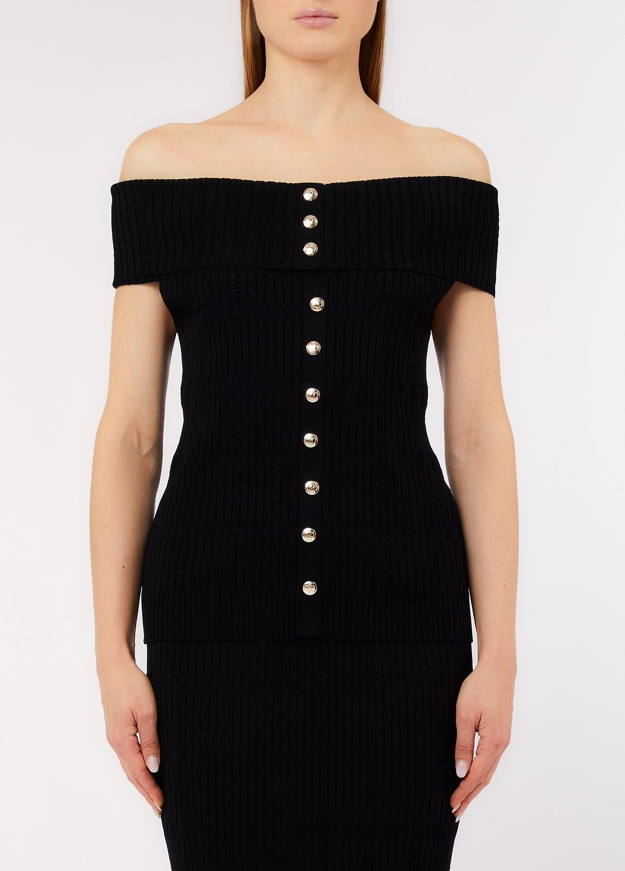 Top bardot in maglia CA6217MS55N 22222 LIU JO BLACK 