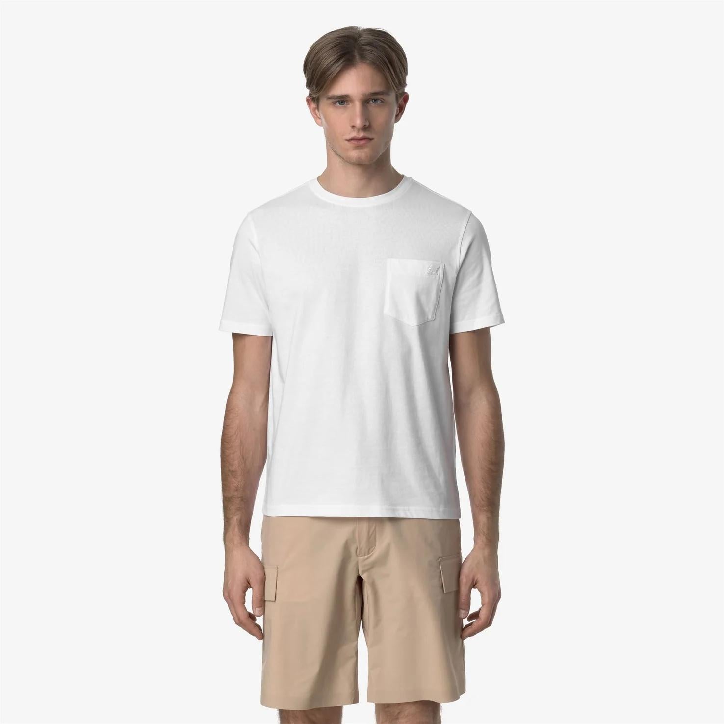 T-Shirt in Cotone Slim Fit Uomo Bianca con Taschino K31368W 001 K-WAY 