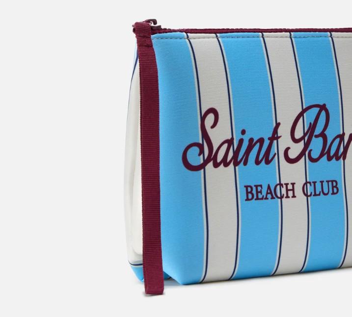 Pochette Aline in scuba a righe azzurre e logo Beach Club ALIN001 00605L MC2 SAINT BARTH 