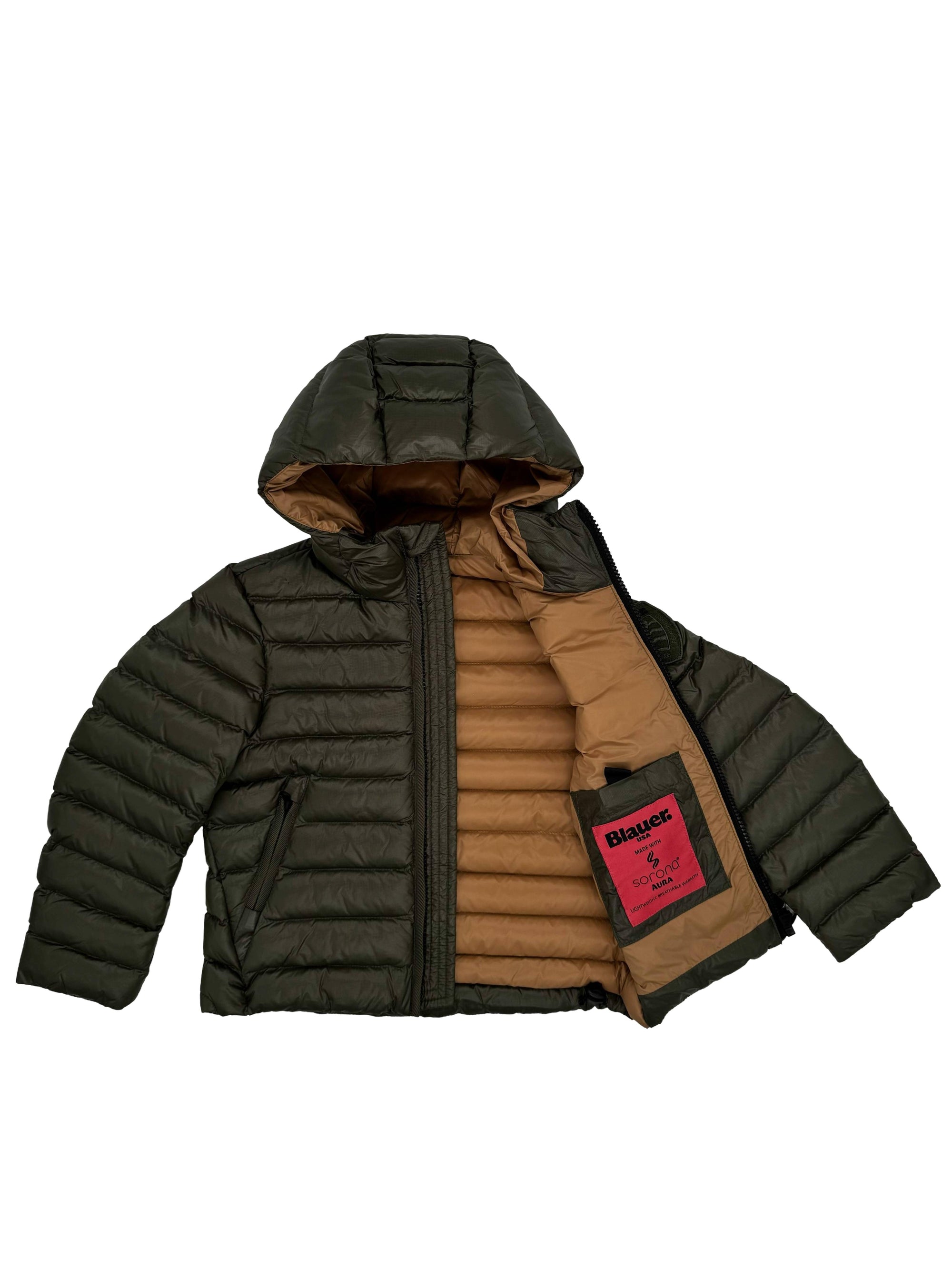 Piumino Adams con cappuccio 25WBLKC02426 670TBA BLAUER 