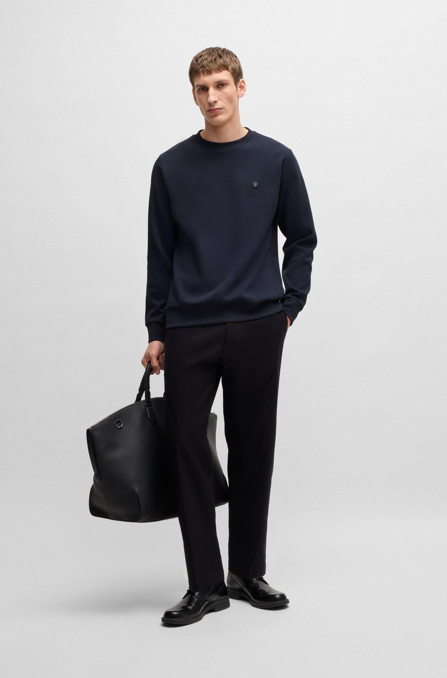 Felpa in misto cotone con monogramma Double B 50520302 404 BOSS 